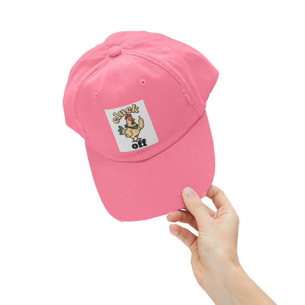 Cluck Off' Retro Rooster Distressed Hat