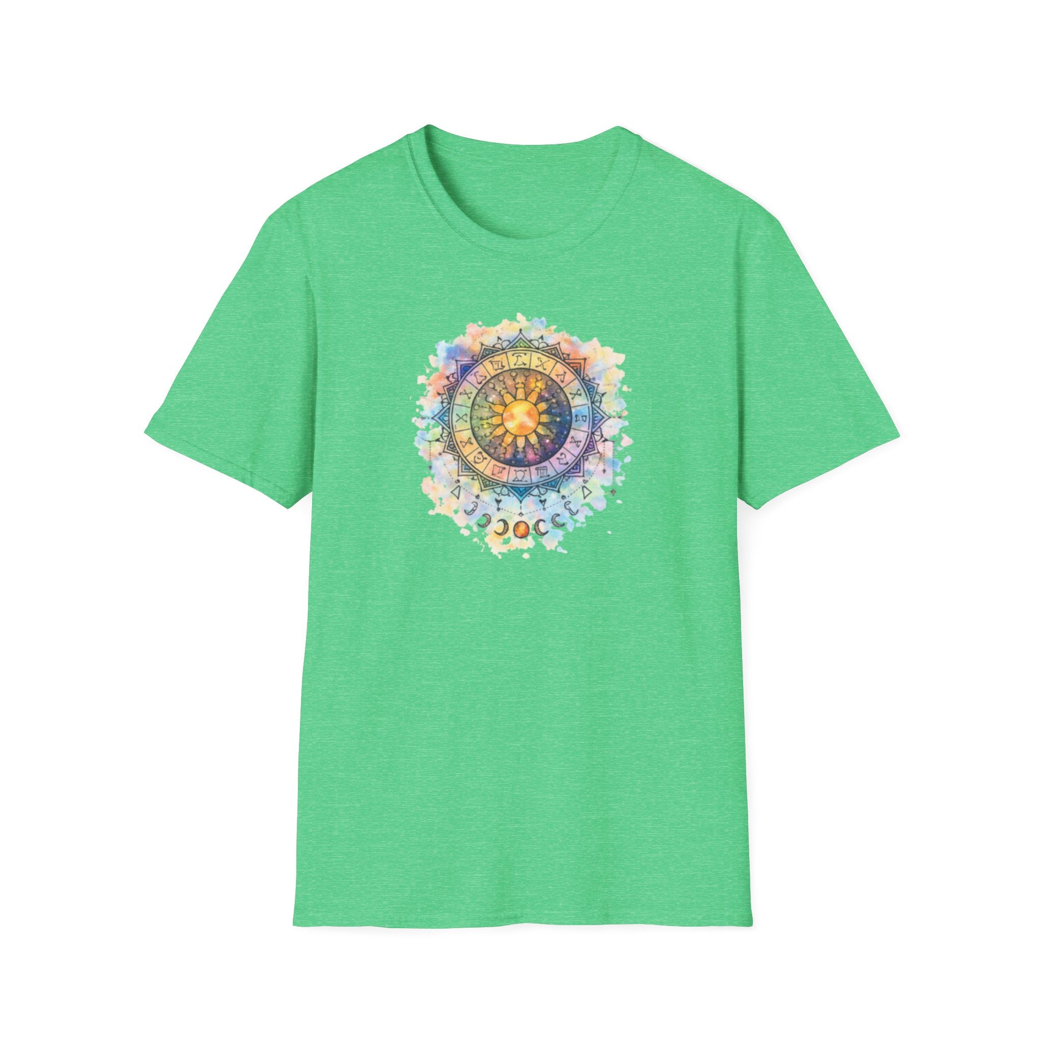 Sun & Moon Zodiac T-Shirt — Watercolor Astrological Mandala Tee
