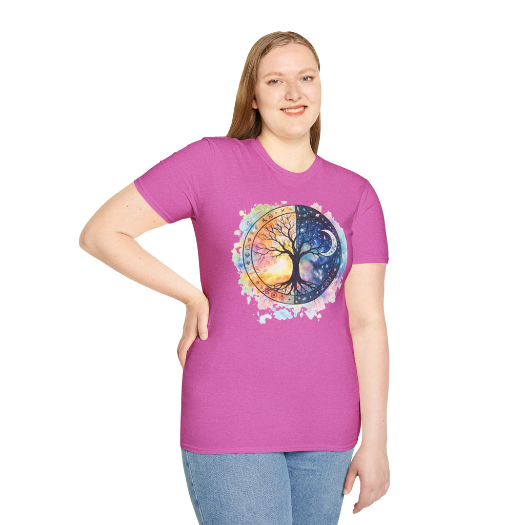 Tree of Life Yin Yang T-Shirt — Watercolor Sun & Moon Graphic Tee