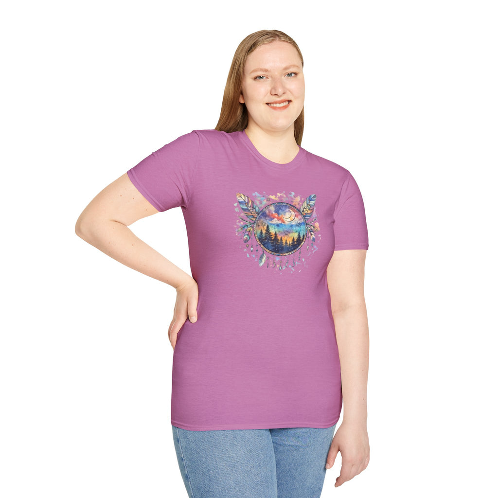 Watercolor Dreamcatcher Sunset T-Shirt — Boho Spiritual Tee
