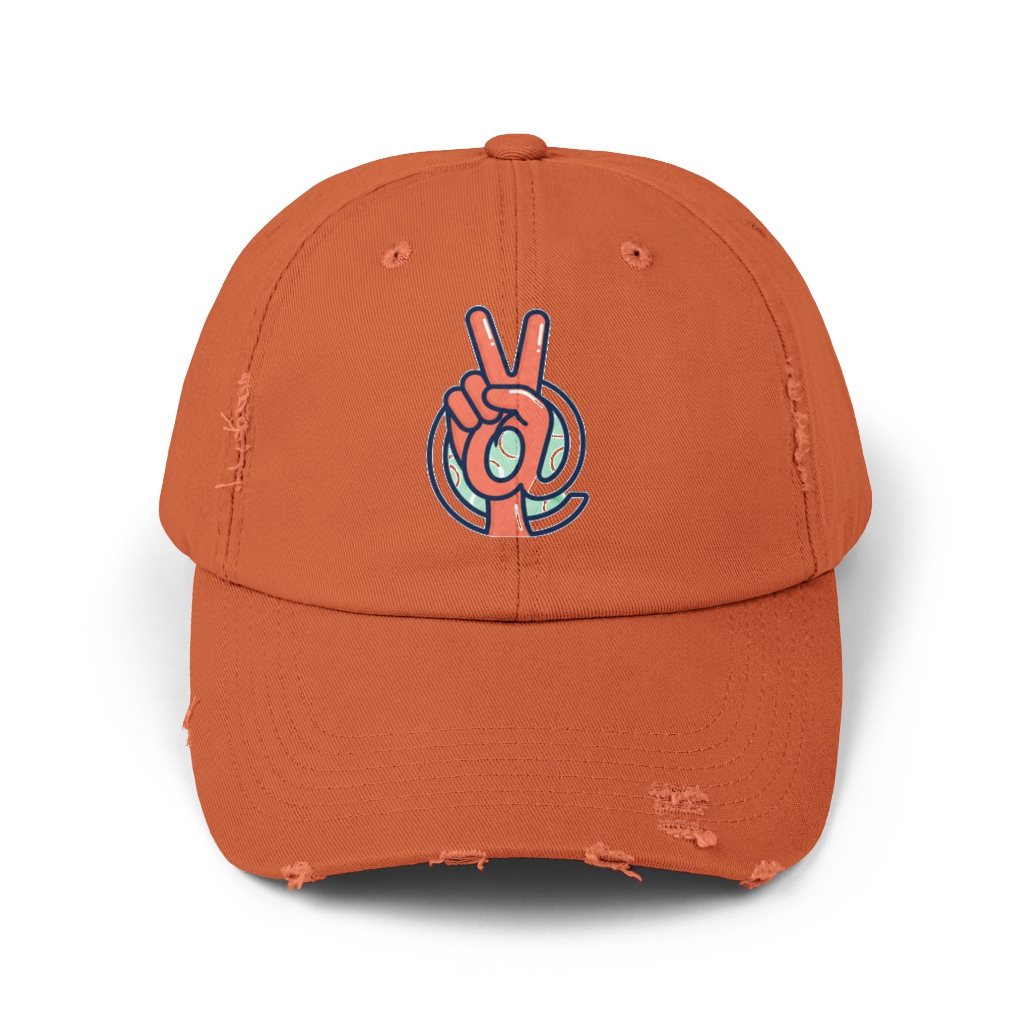 Peace Hand Distressed Cap — Vintage Peace Sign Baseball Hat