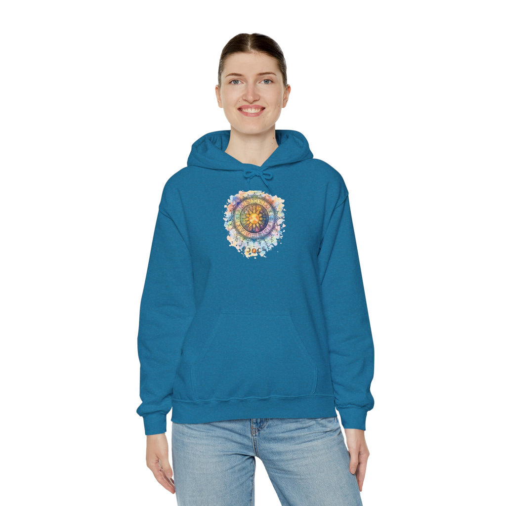 Astrology Compass Hoodie — Boho Tie-Dye Mandala Graphic