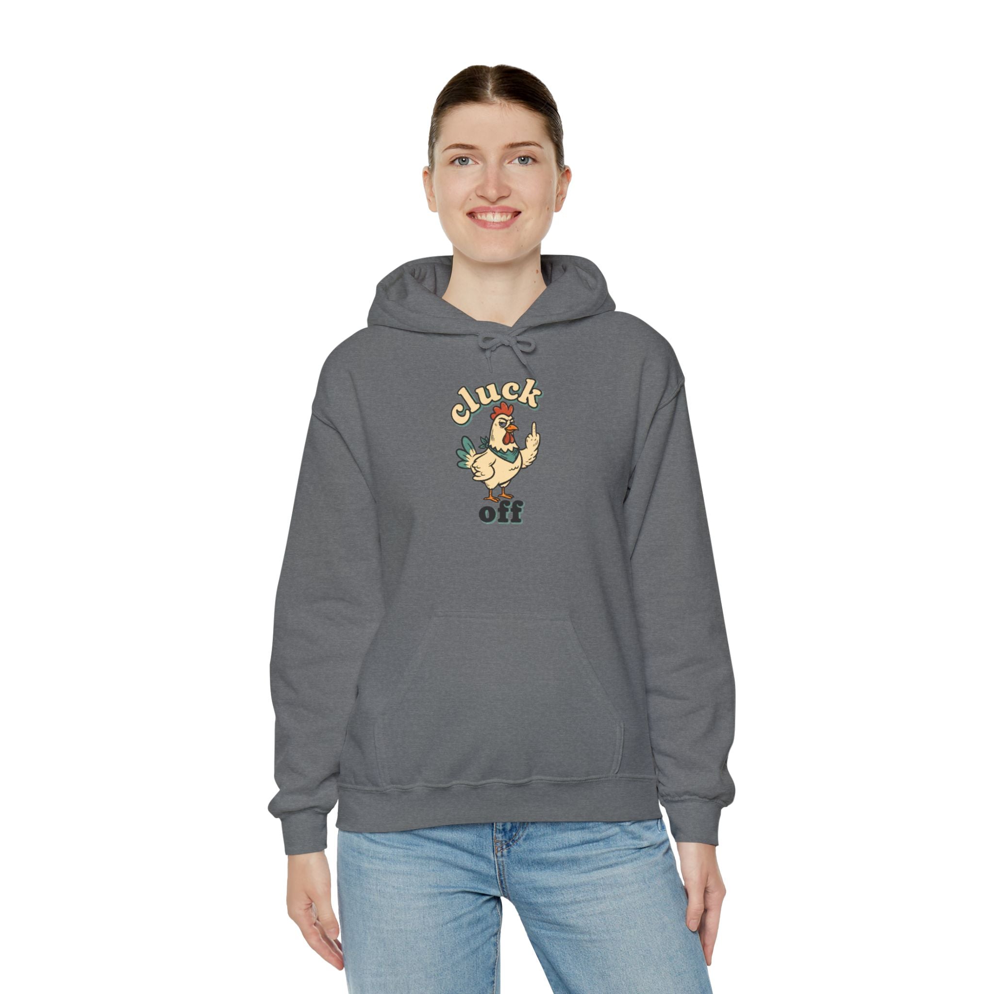 'Cluck Off' Chicken Hoodie – Funny Retro Farm Animal Pullover