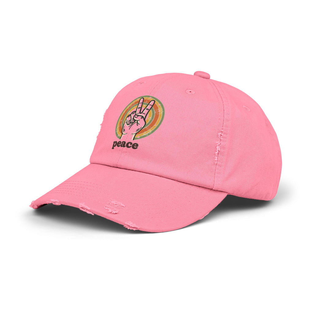 Peace Vintage Distressed Cap — Retro Rainbow Peace Sign Hat