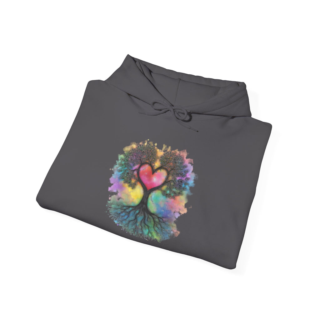 Rainbow Heart Tree Hoodie — Vibrant Spiritual Love Pullover