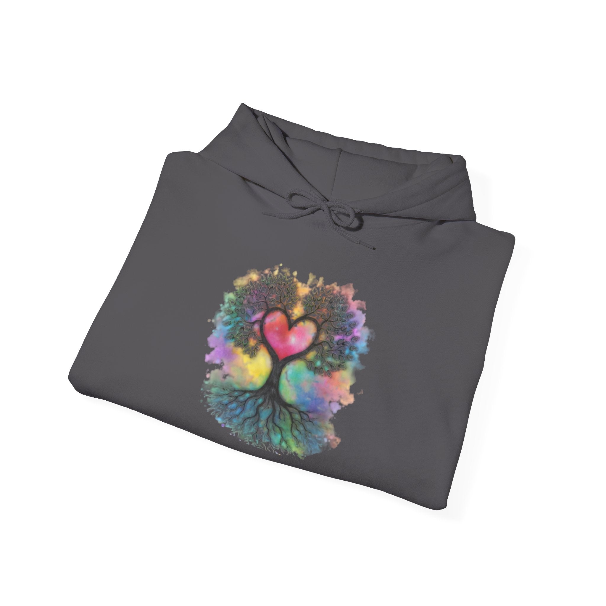 Rainbow Heart Tree Hoodie — Vibrant Spiritual Love Pullover