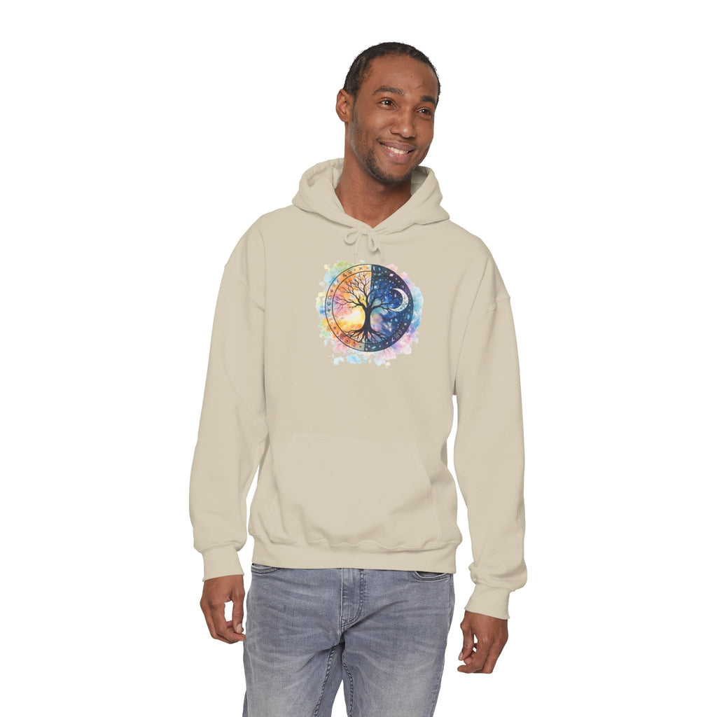 Yin Yang Tree Of Life Hoodie — Colorful Sun & Moon Spiritual Pullover