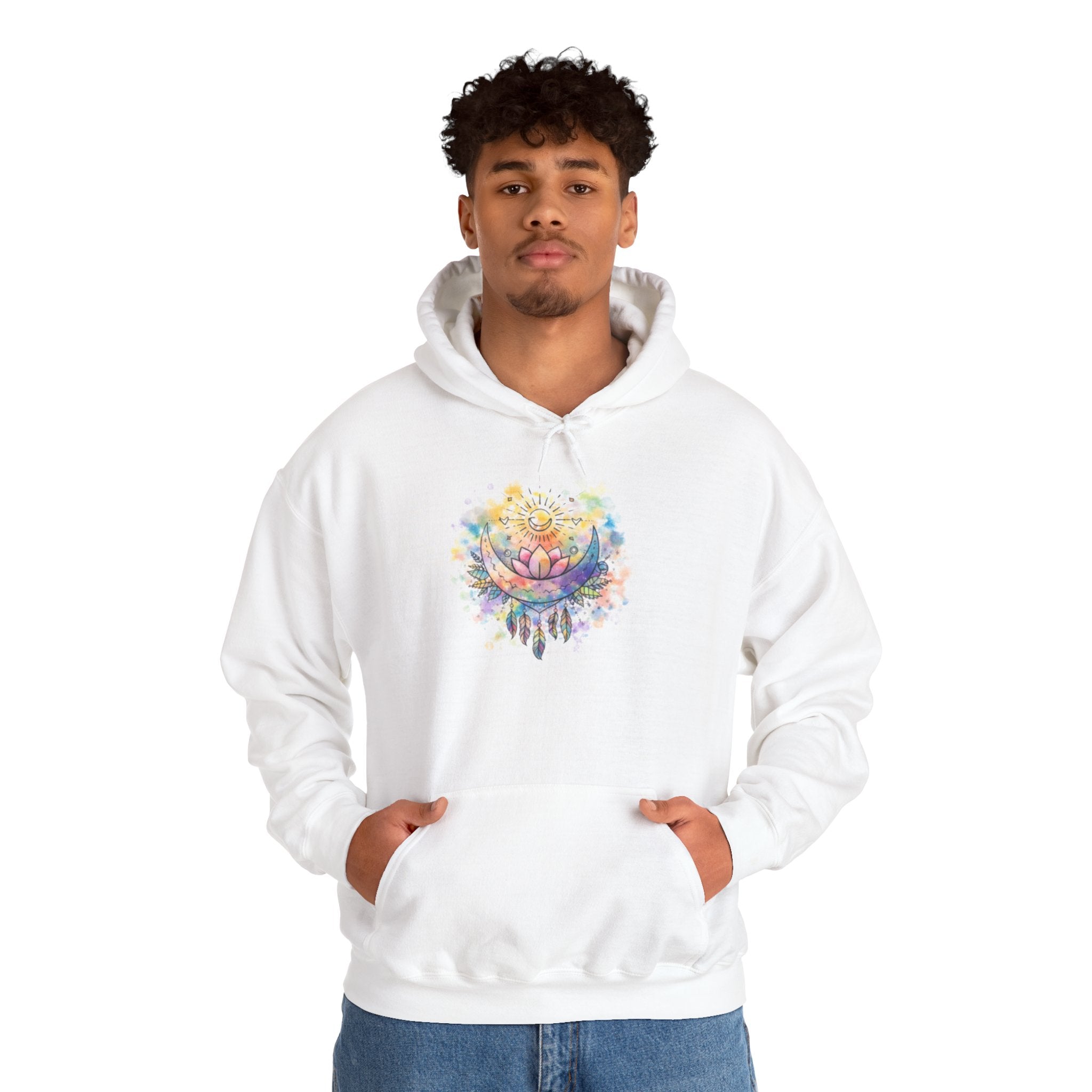 Lotus Watercolor Hoodie – Boho Spiritual Yoga Sweatshirt