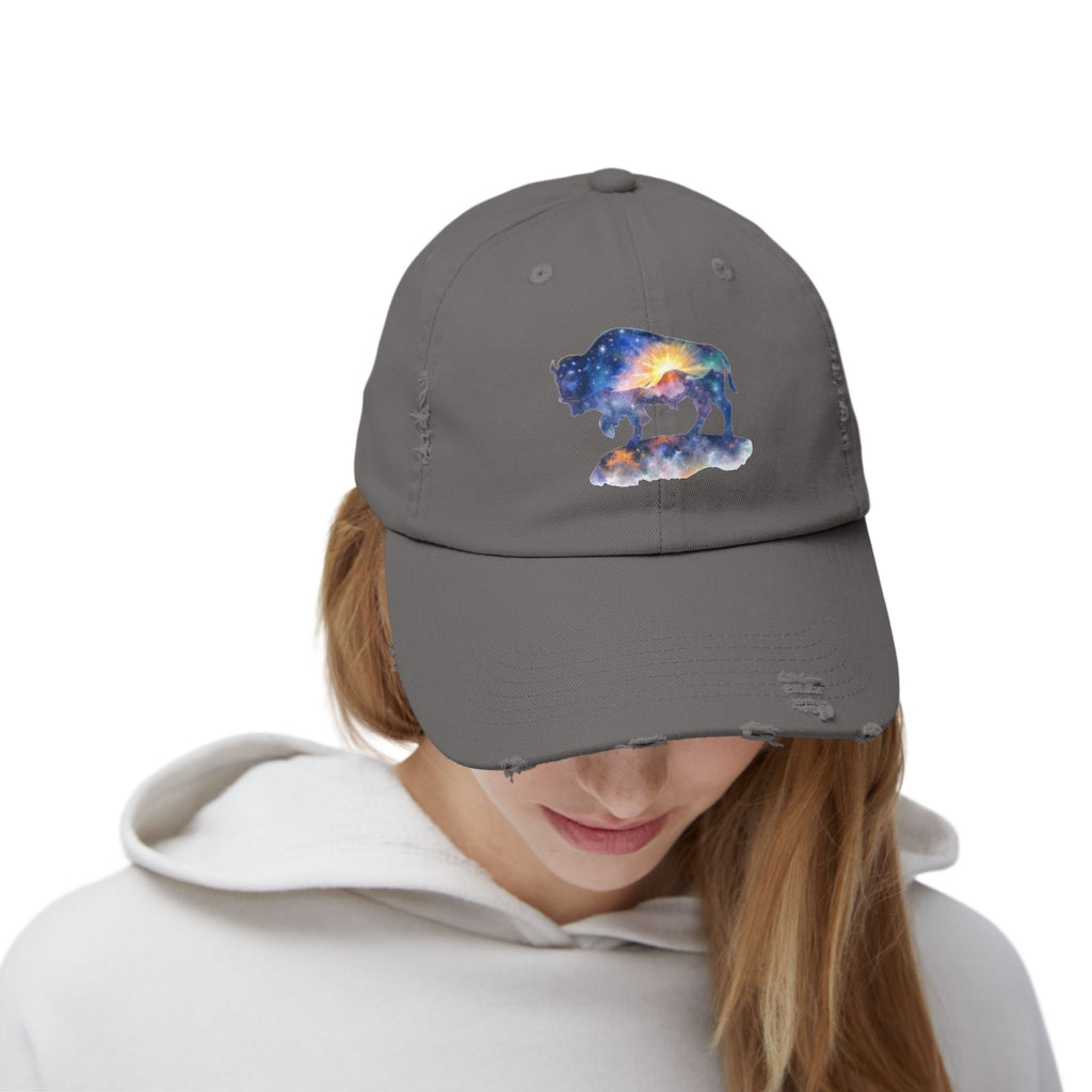 Distressed Bison Hat — Galaxy Sky Bison Cap