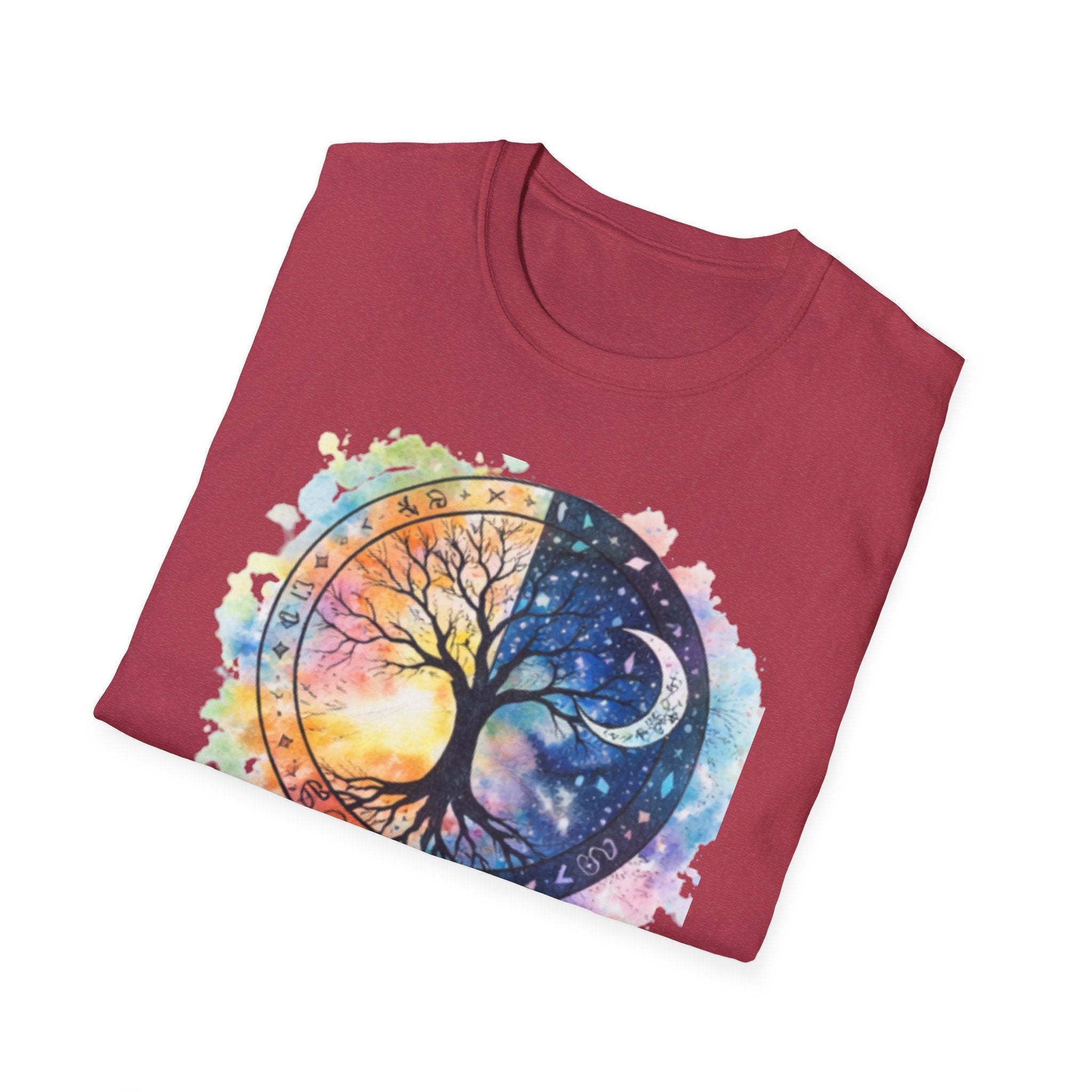 Tree of Life Yin Yang T-Shirt — Watercolor Sun & Moon Graphic Tee