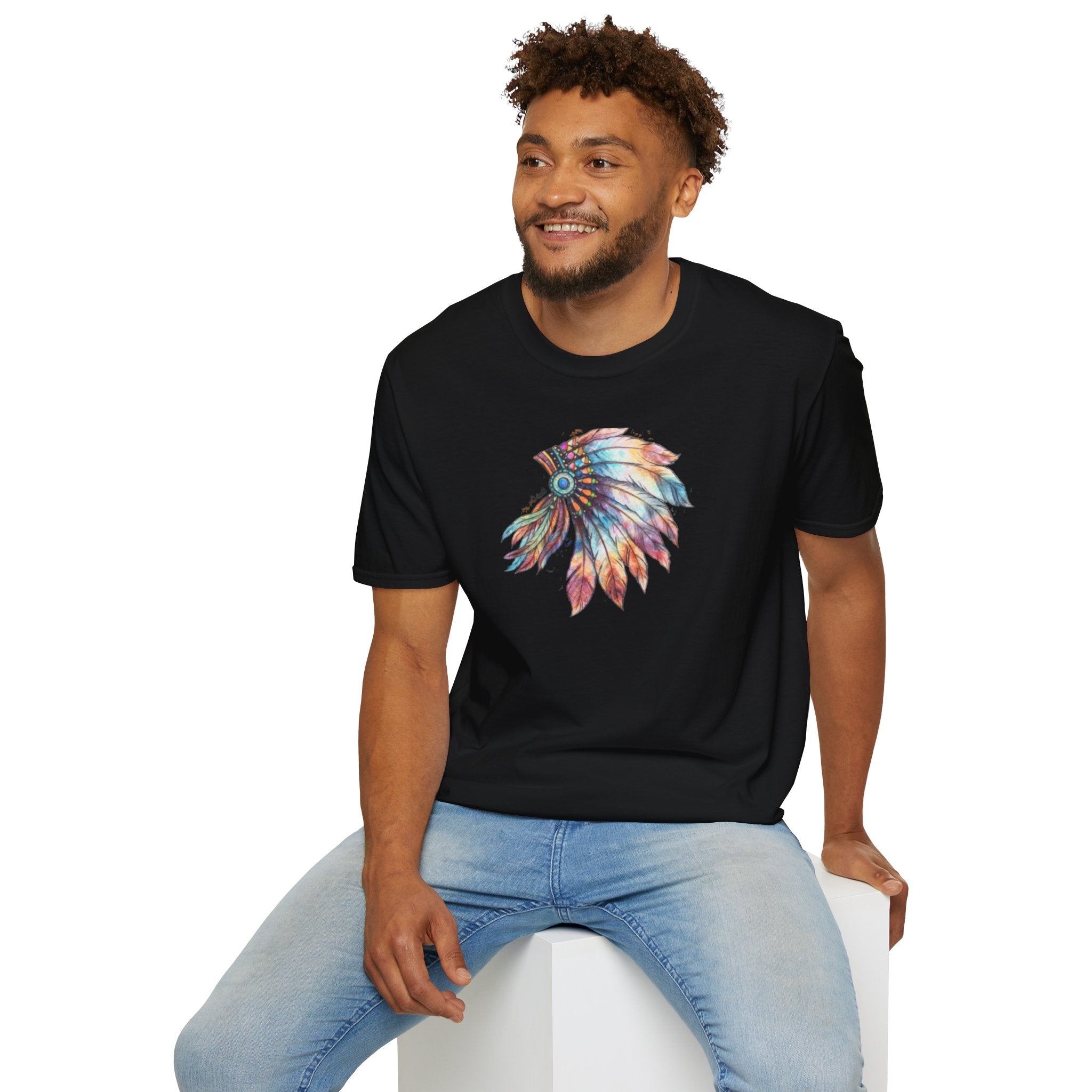 Native American Watercolor Headdress T-Shirt