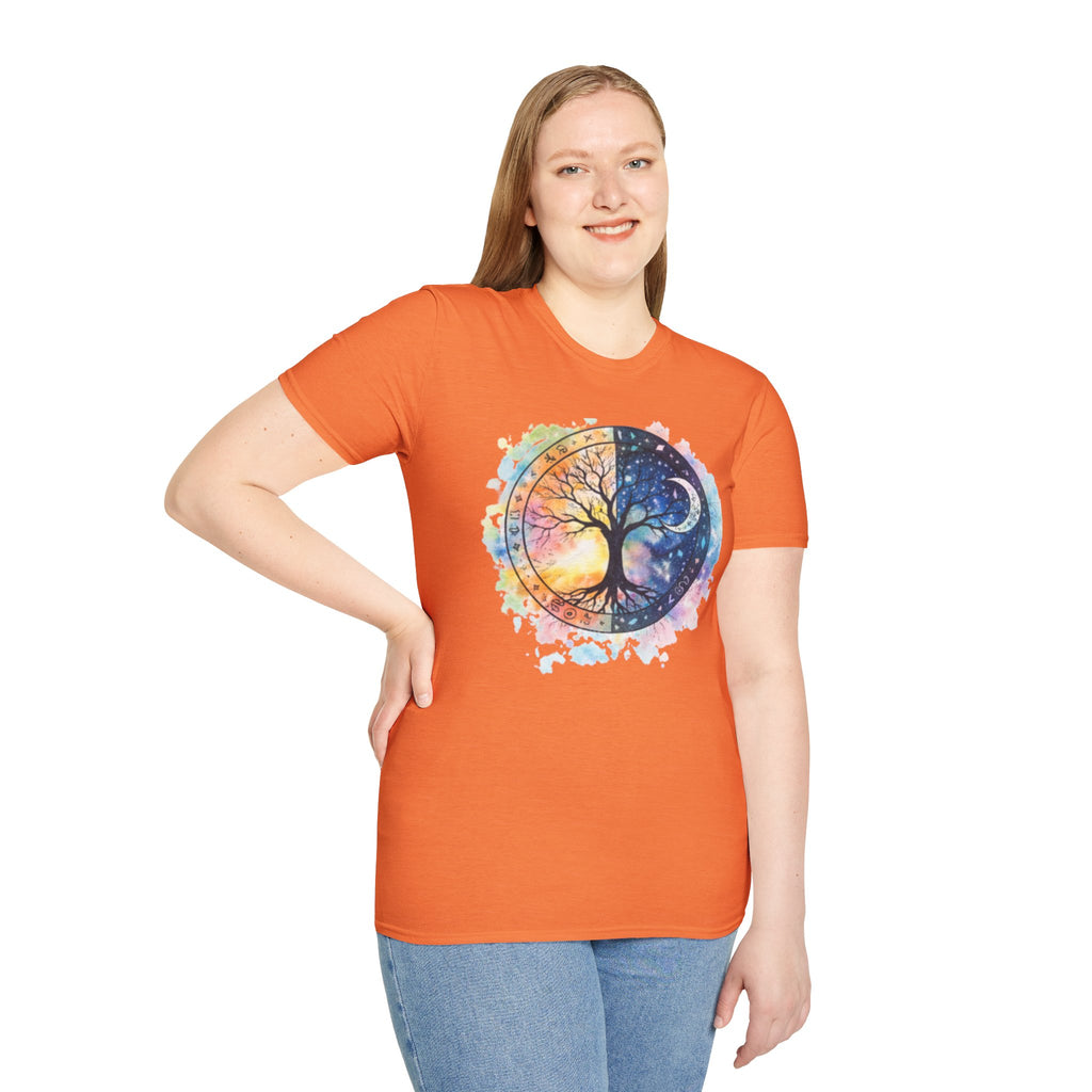 Tree of Life Yin Yang T-Shirt — Watercolor Sun & Moon Graphic Tee