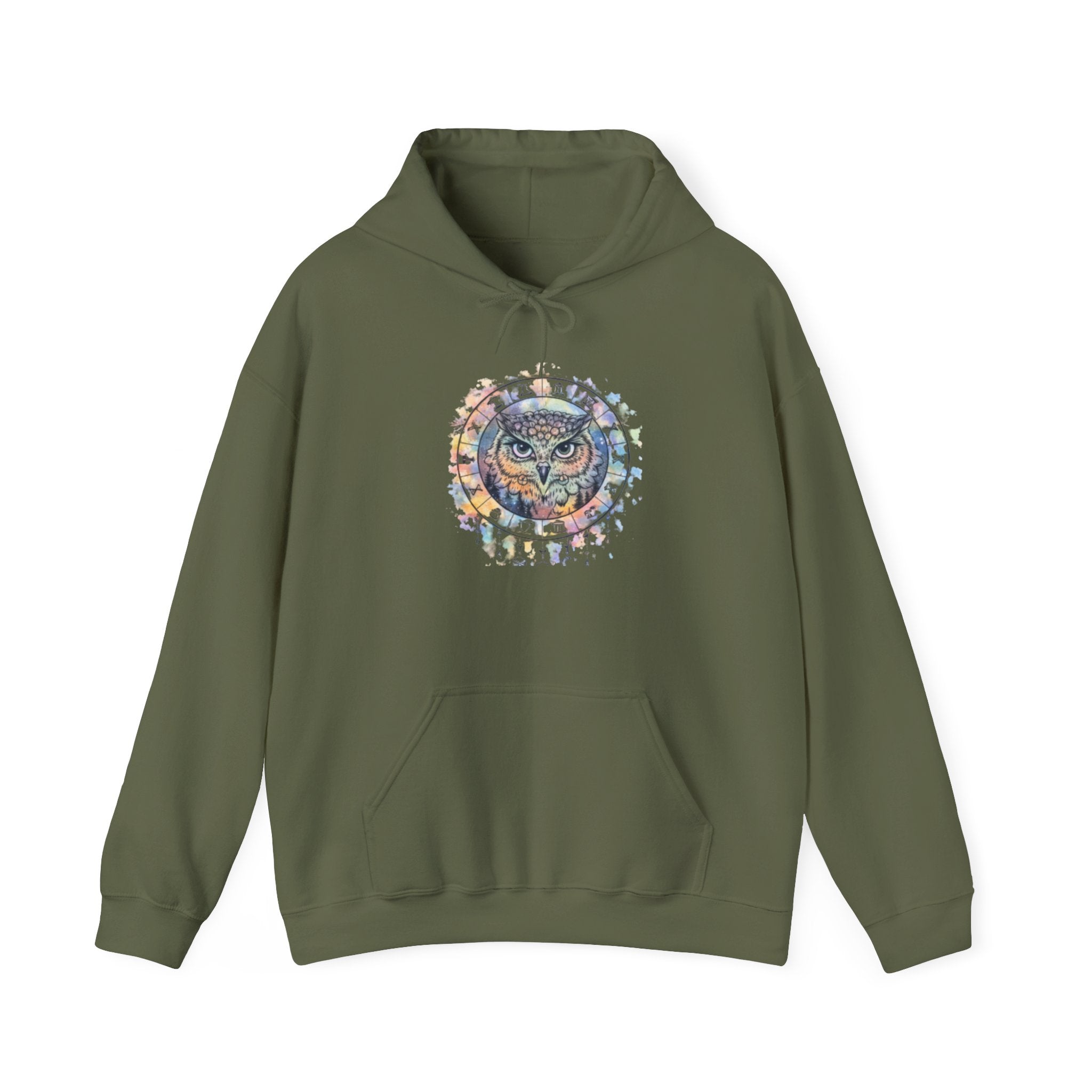 Owl Mandala Hoodie — Colorful Spiritual Owl Graphic Sweatshirt