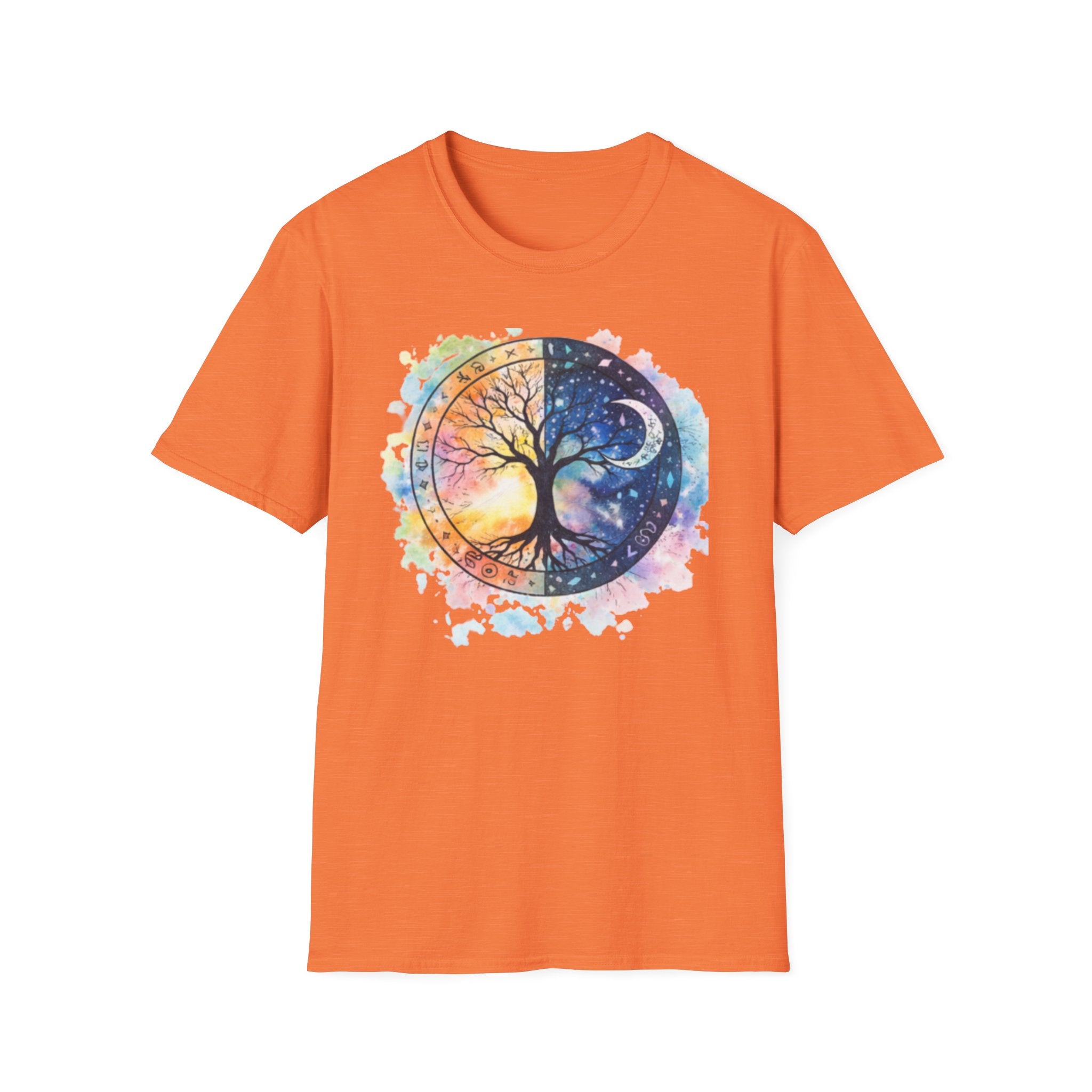 Tree of Life Yin Yang T-Shirt — Watercolor Sun & Moon Graphic Tee