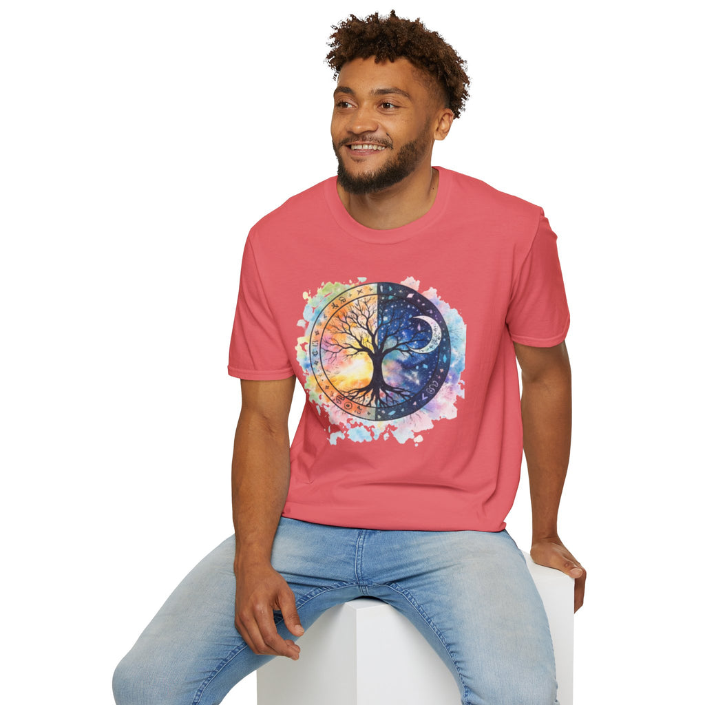 Tree of Life Yin Yang T-Shirt — Watercolor Sun & Moon Graphic Tee