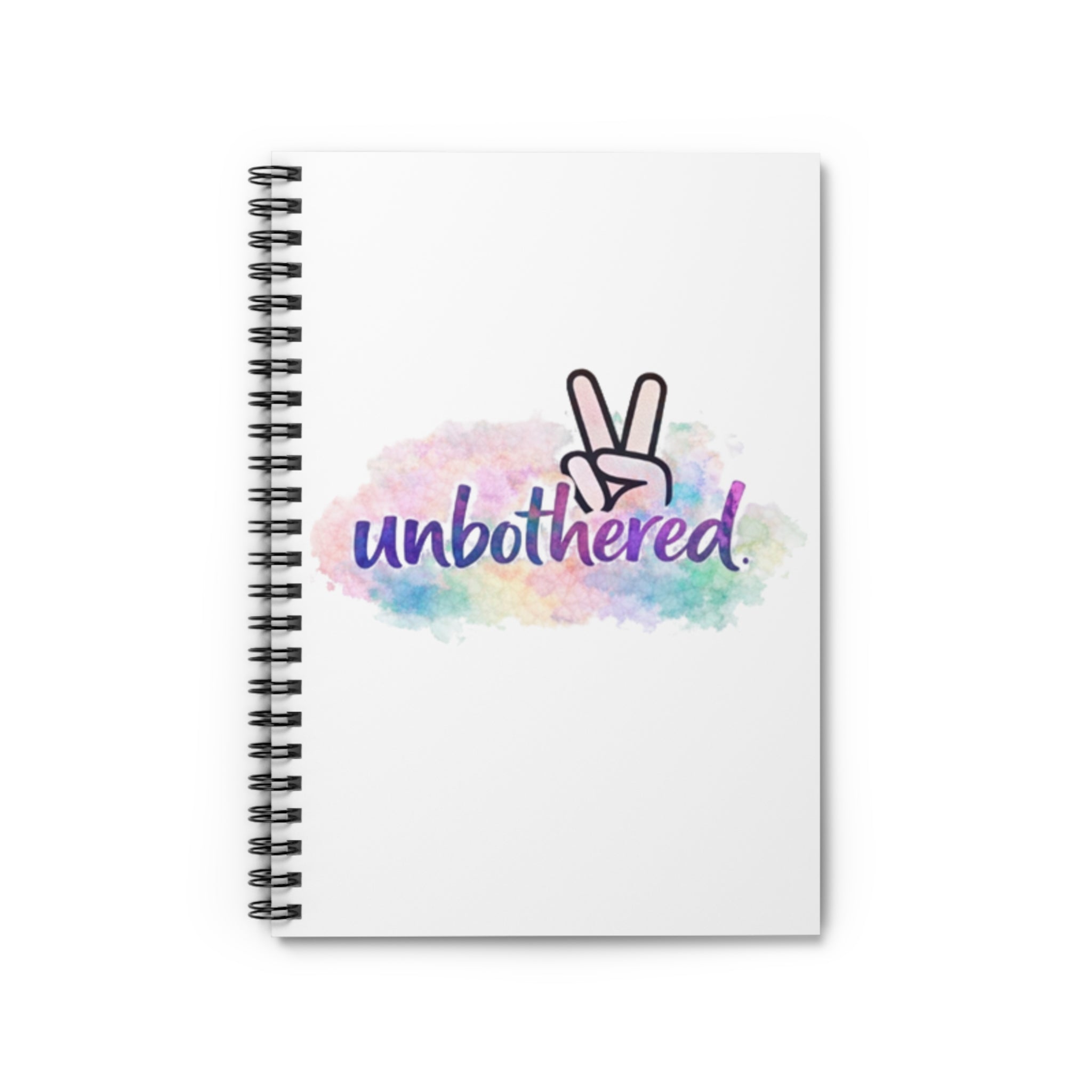 Unbothered Spiral Notebook — Peace Sign Watercolor Journal (Ruled)