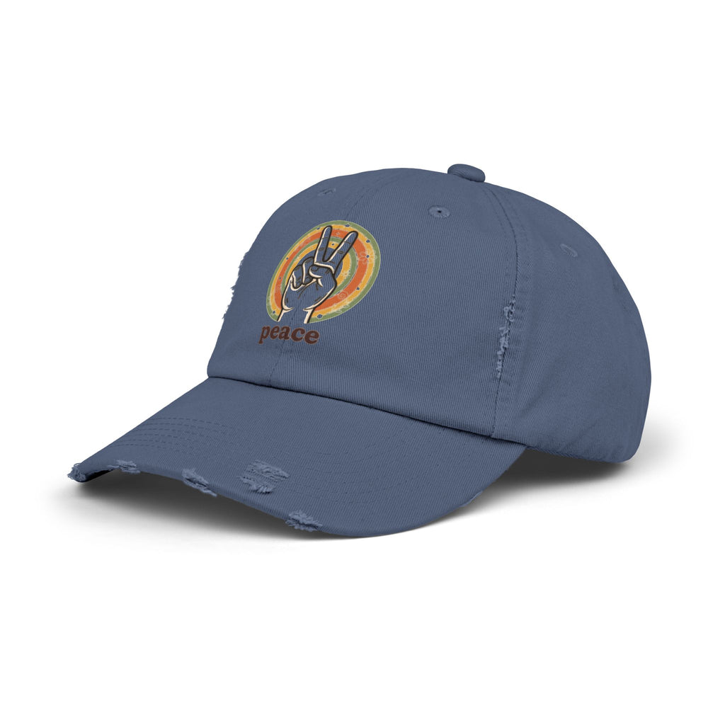 Peace Vintage Distressed Cap — Retro Rainbow Peace Sign Hat