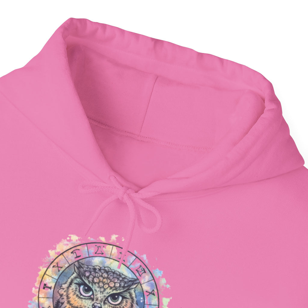 Owl Mandala Hoodie — Colorful Spiritual Owl Graphic Sweatshirt