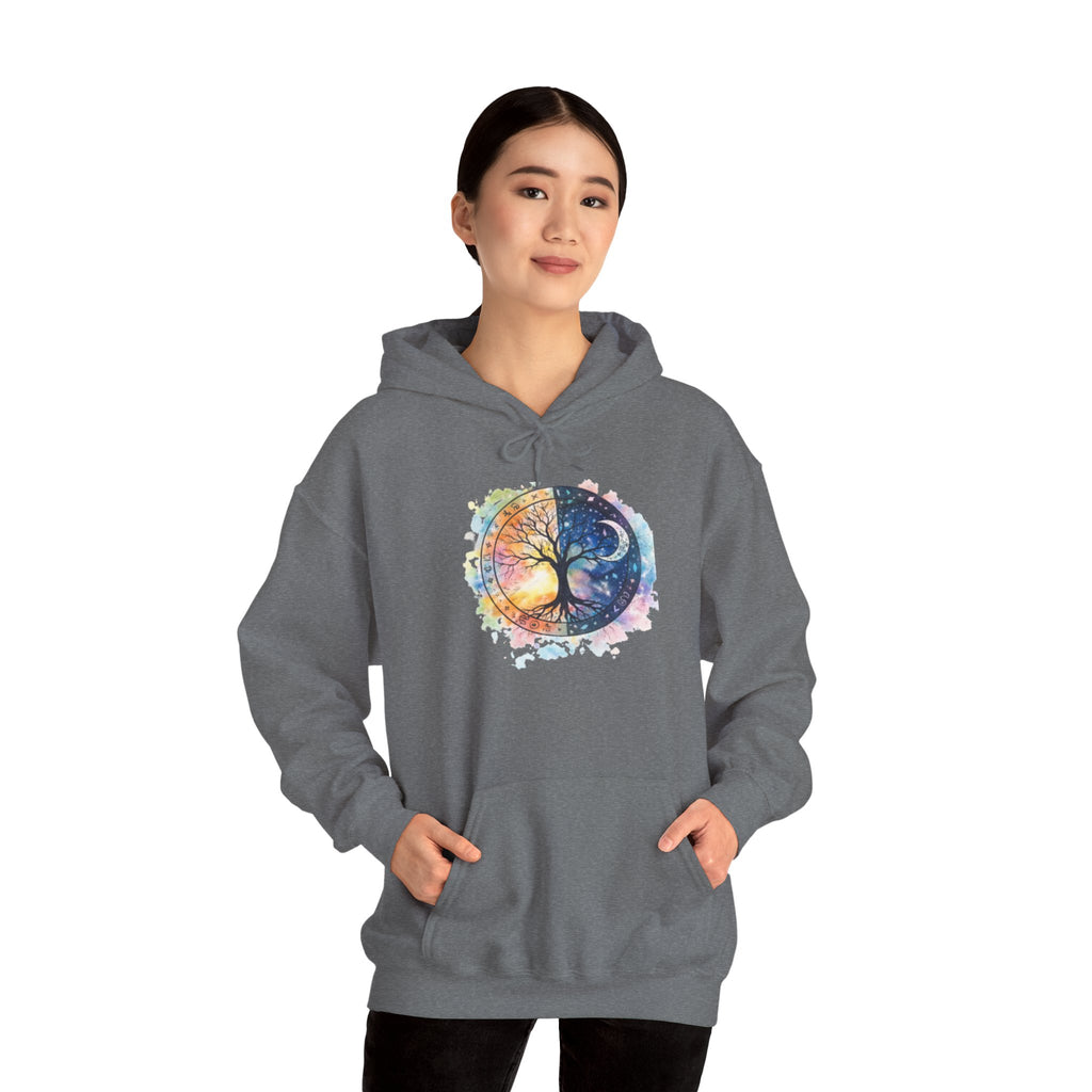 Yin Yang Tree Of Life Hoodie — Colorful Sun & Moon Spiritual Pullover