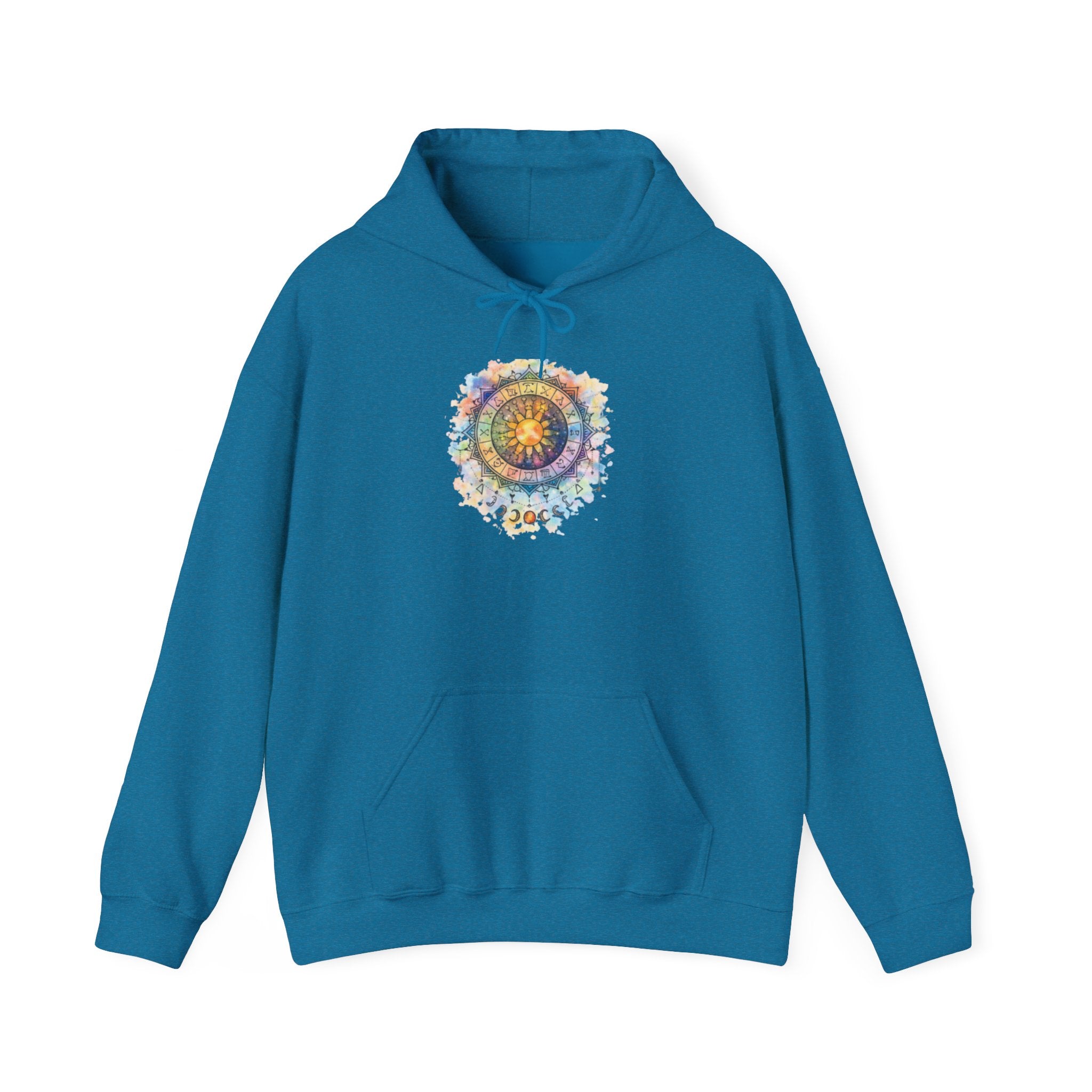 Astrology Compass Hoodie — Boho Tie-Dye Mandala Graphic