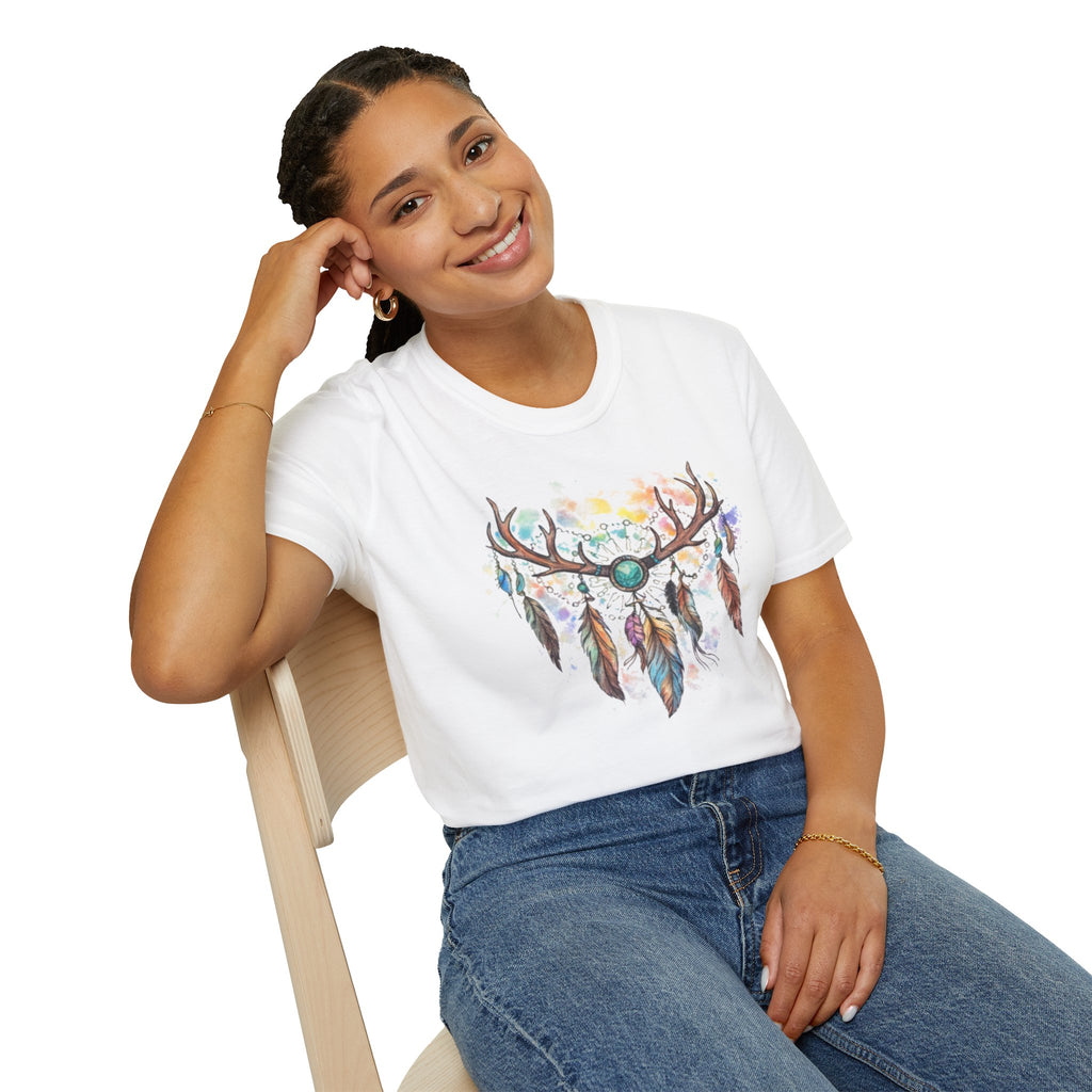 Boho Antler Dreamcatcher Watercolor T-Shirt