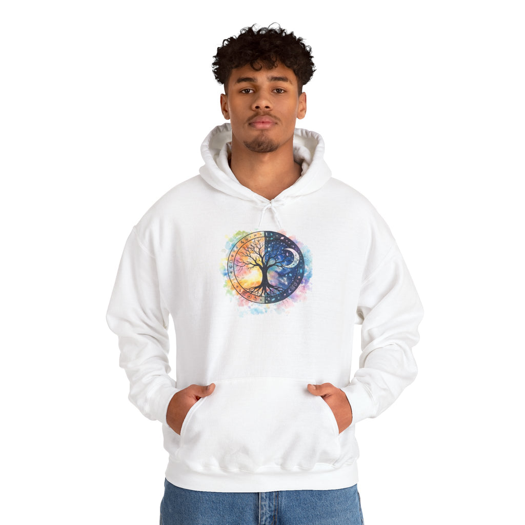 Yin Yang Tree Of Life Hoodie — Colorful Sun & Moon Spiritual Pullover