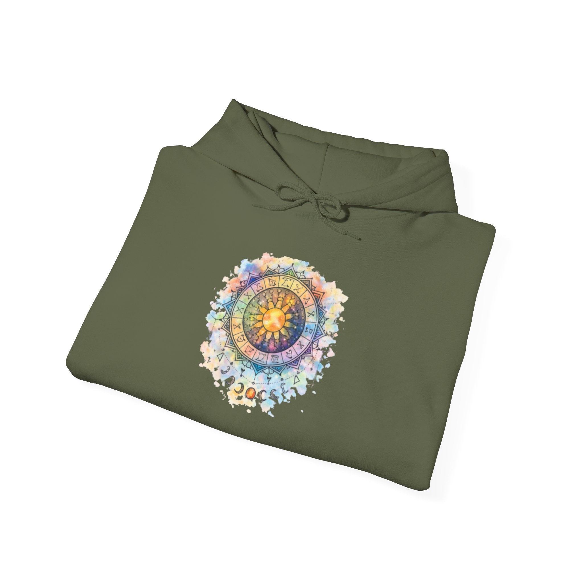 Astrology Compass Hoodie — Boho Tie-Dye Mandala Graphic