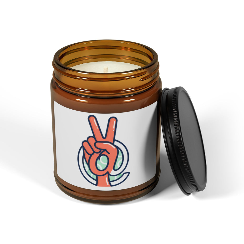 Peace Sign Soy Candle — Amber Jar Scented Candle (Multi-Size)