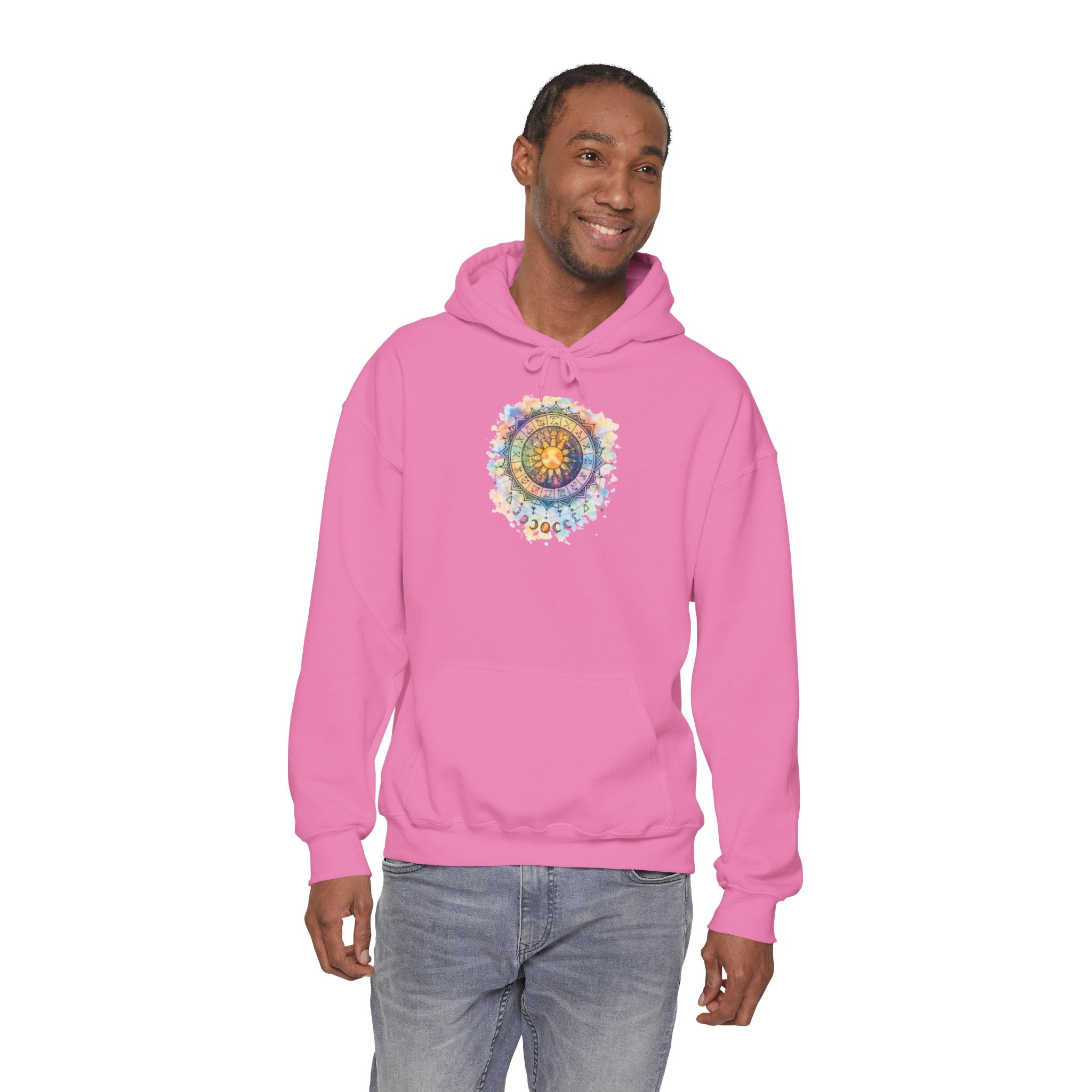 Astrology Compass Hoodie — Boho Tie-Dye Mandala Graphic