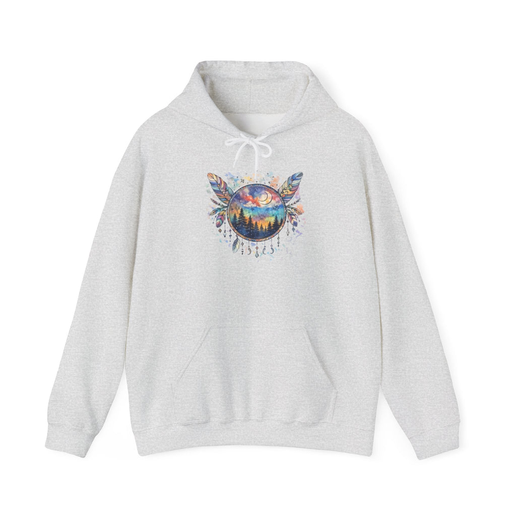 Nature Dreamcatcher Hoodie — Colorful Mountain Sunset Graphic