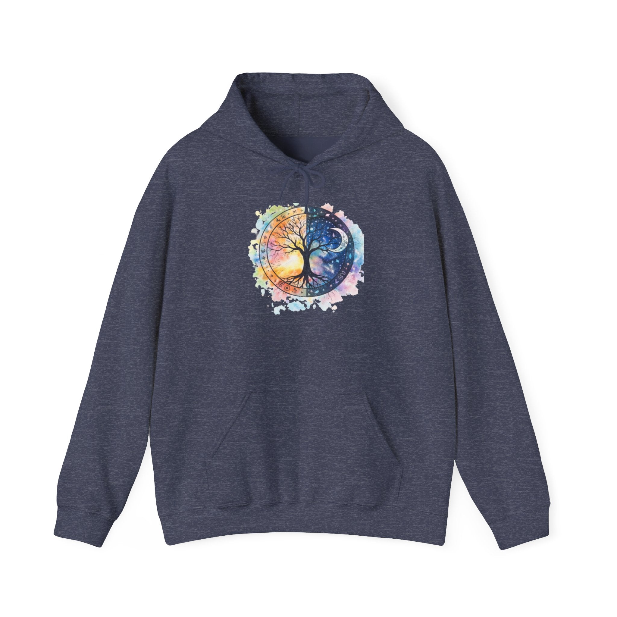 Yin Yang Tree Of Life Hoodie — Colorful Sun & Moon Spiritual Pullover