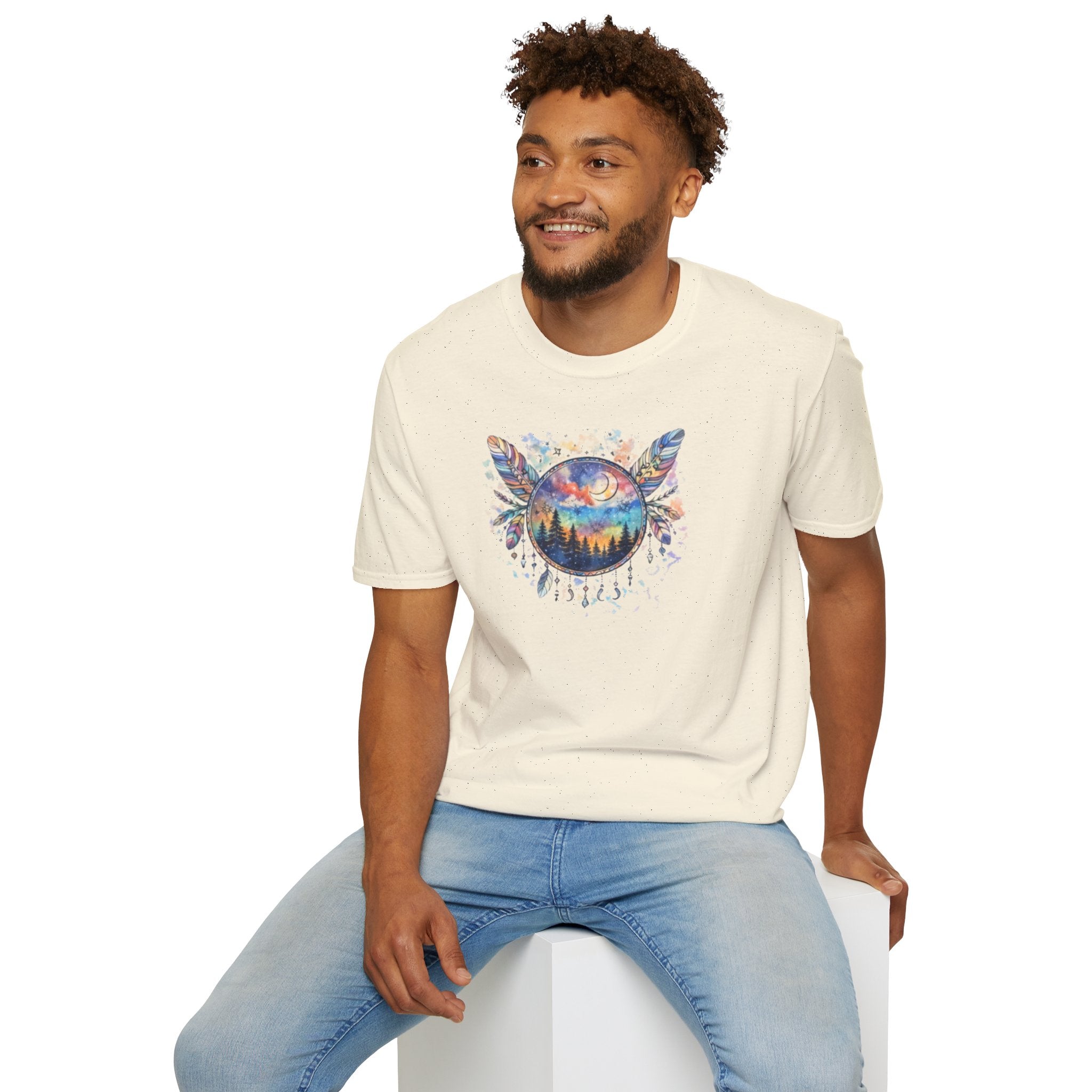 Watercolor Dreamcatcher Sunset T-Shirt — Boho Spiritual Tee