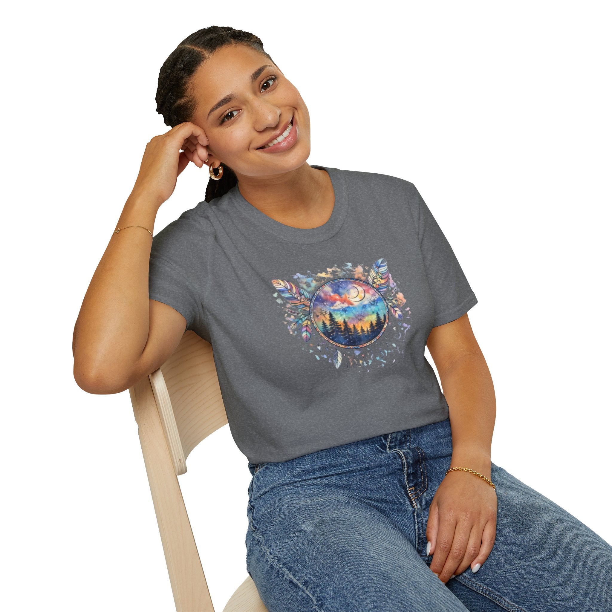 Watercolor Dreamcatcher Sunset T-Shirt — Boho Spiritual Tee