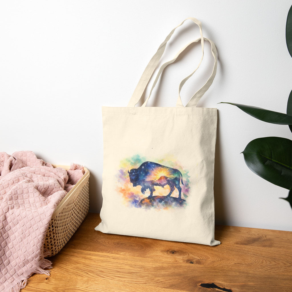 Watercolor Bison Print, Eco-Friendly Grocery & Everyday Shopper