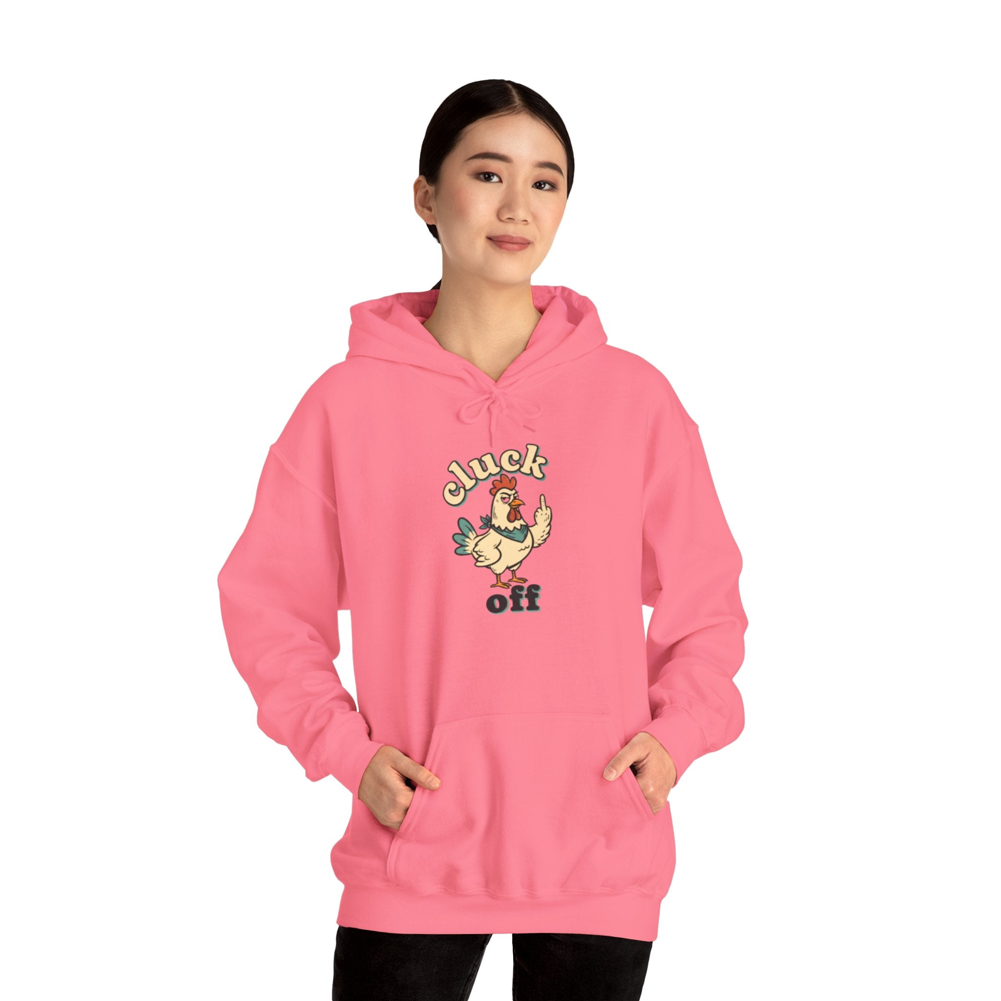 'Cluck Off' Chicken Hoodie – Funny Retro Farm Animal Pullover