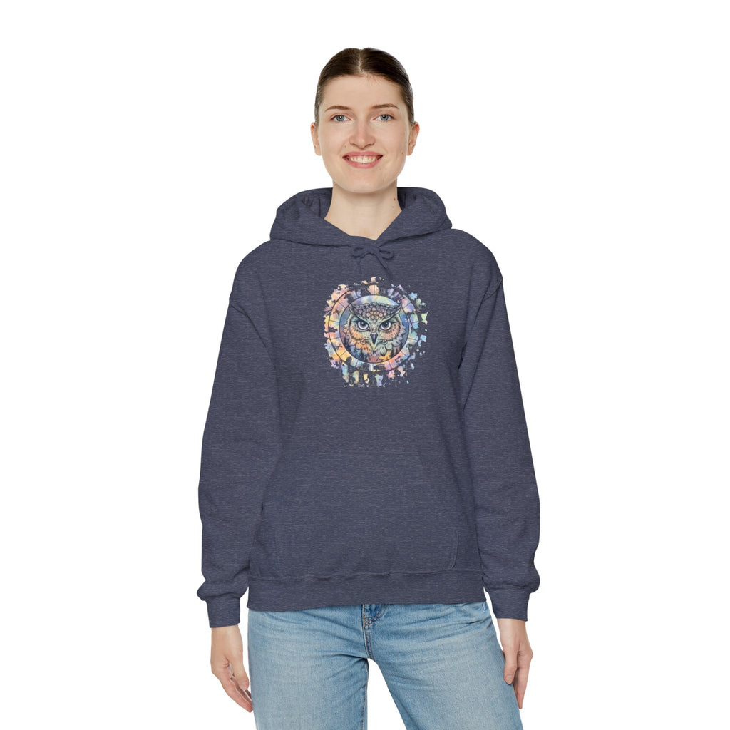 Owl Mandala Hoodie — Colorful Spiritual Owl Graphic Sweatshirt
