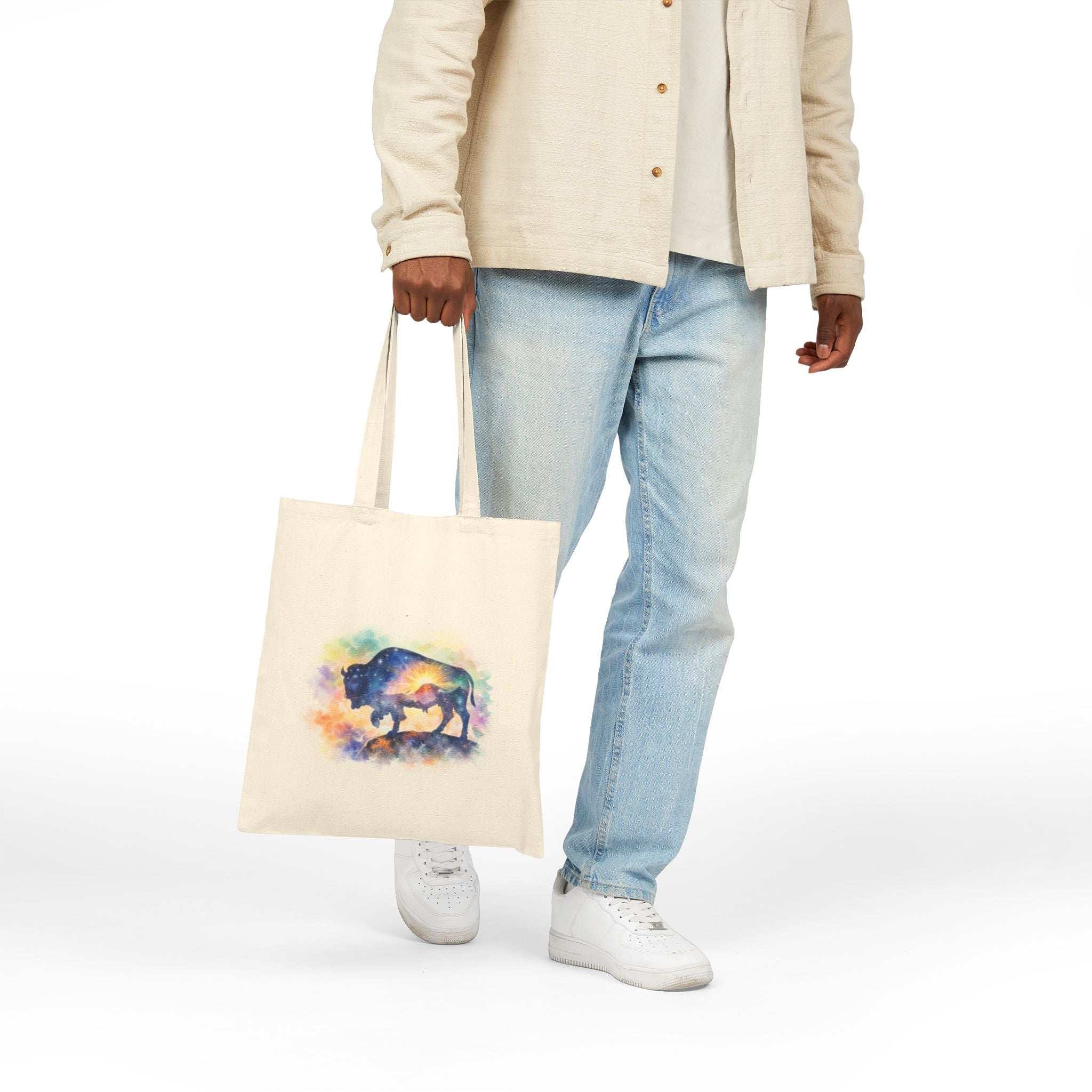 Watercolor Bison Print, Eco-Friendly Grocery & Everyday Shopper
