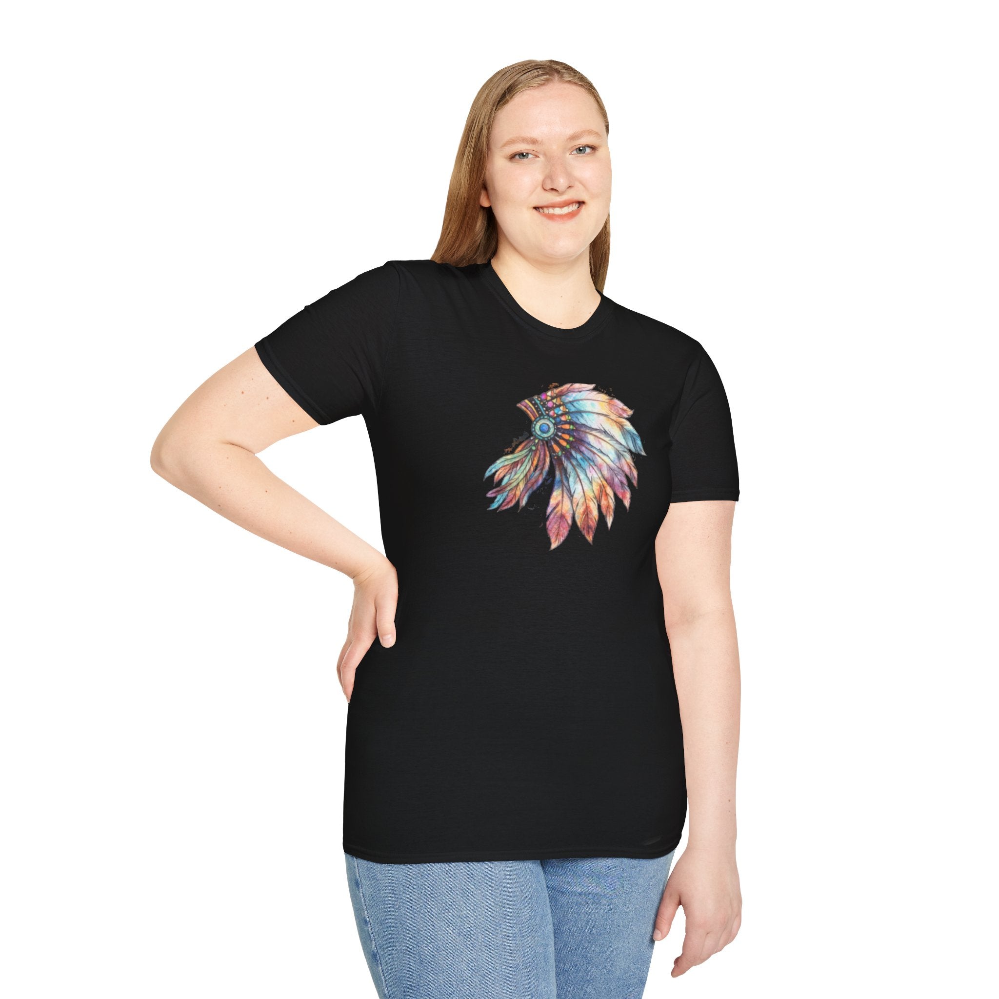 Native American Watercolor Headdress T-Shirt