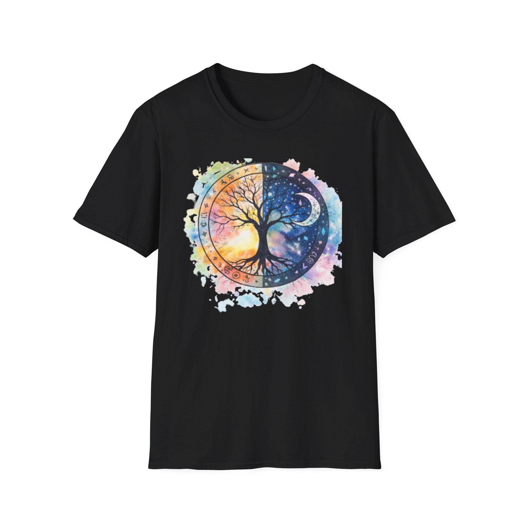 Tree of Life Yin Yang T-Shirt — Watercolor Sun & Moon Graphic Tee