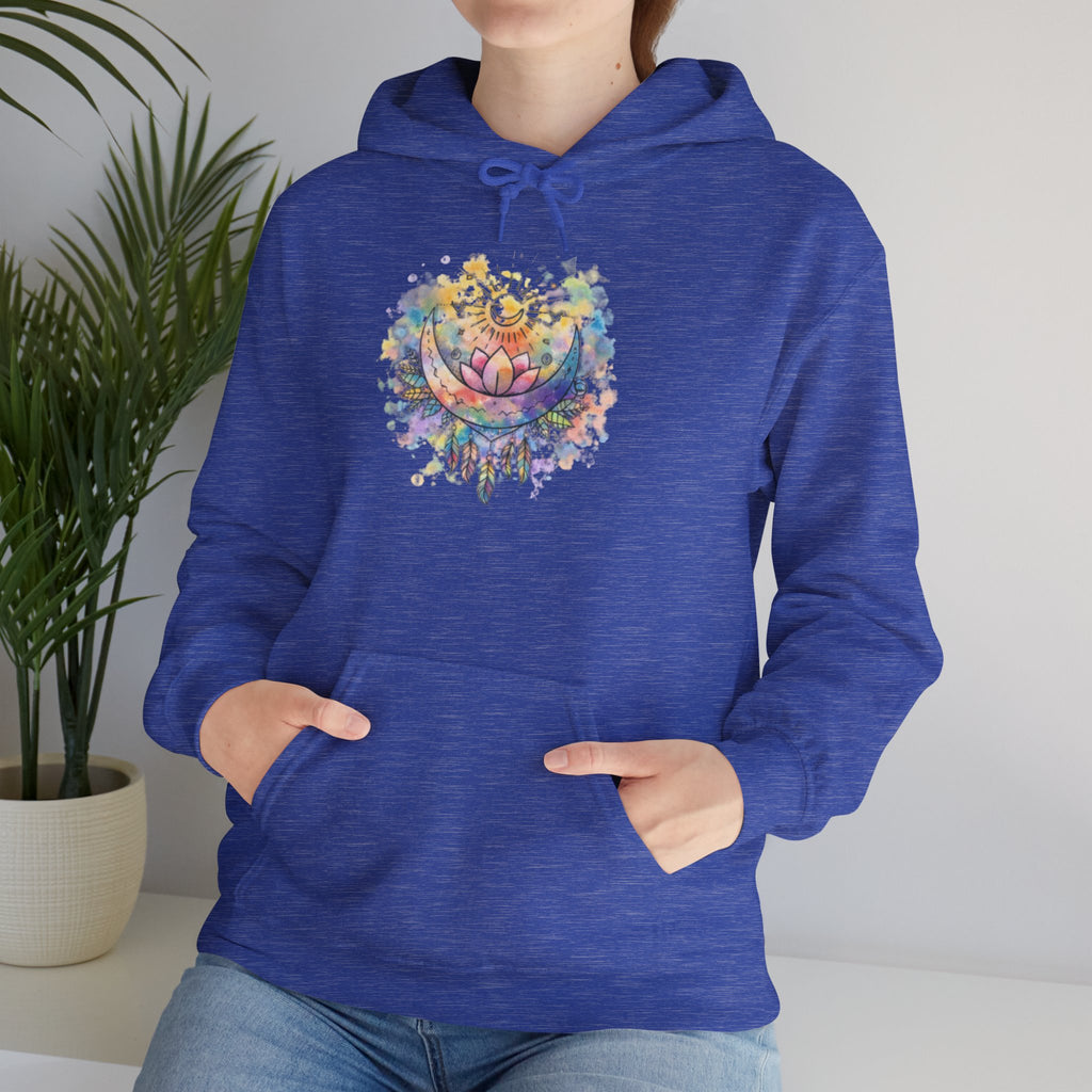 Lotus Watercolor Hoodie – Boho Spiritual Yoga Sweatshirt