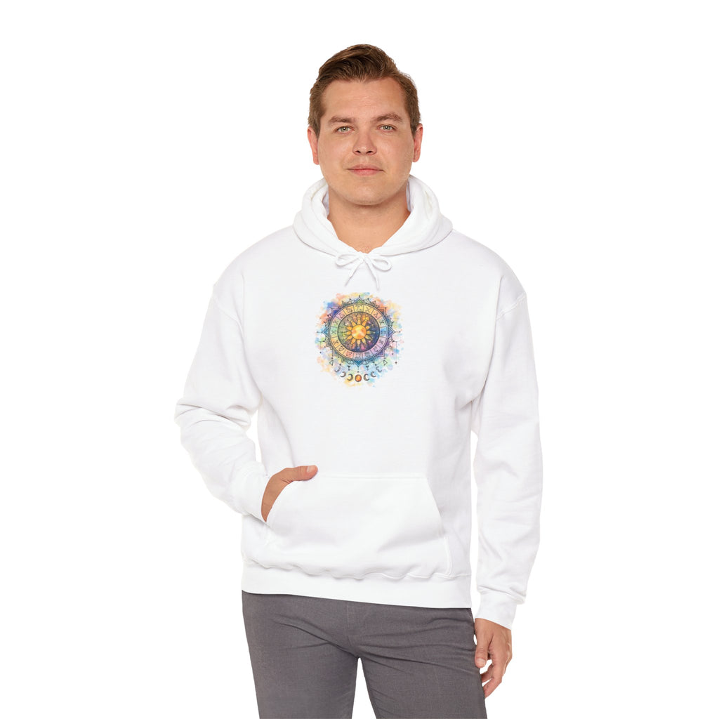 Astrology Compass Hoodie — Boho Tie-Dye Mandala Graphic