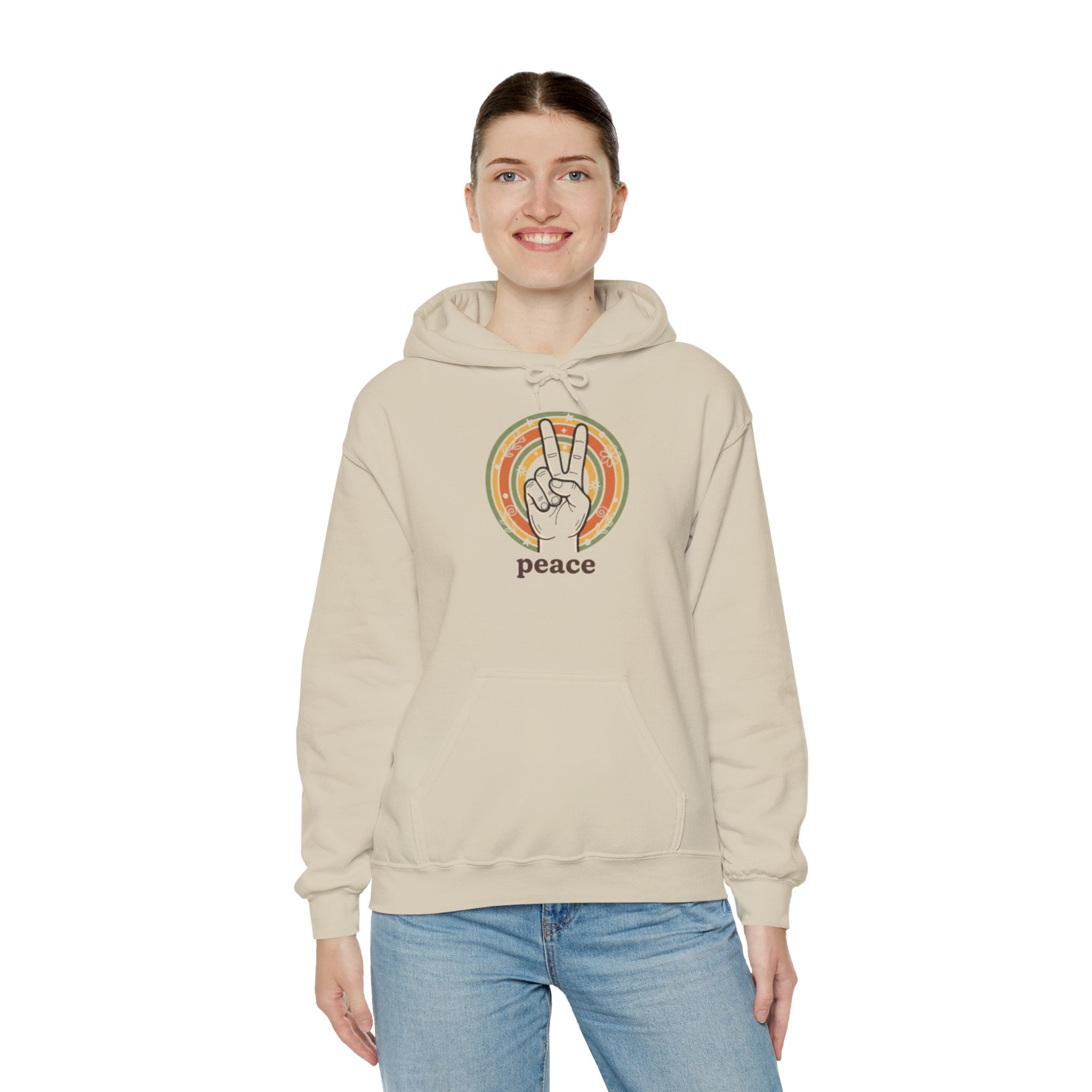 Peace Sign Hoodie — Retro Vibe Peace Hand Graphic Sweatshirt
