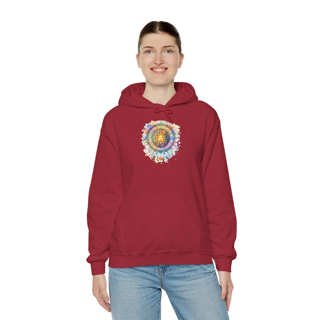 Astrology Compass Hoodie — Boho Tie-Dye Mandala Graphic