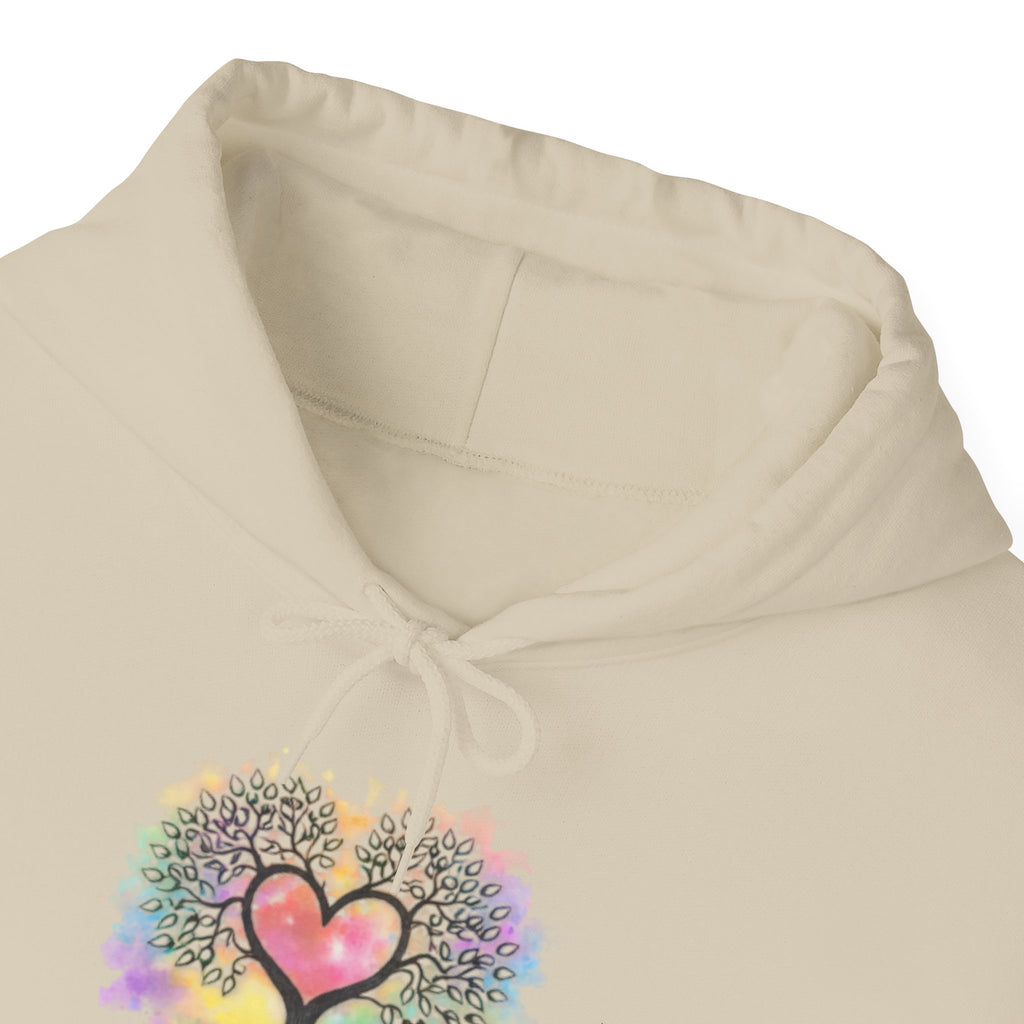 Rainbow Heart Tree Hoodie — Vibrant Spiritual Love Pullover