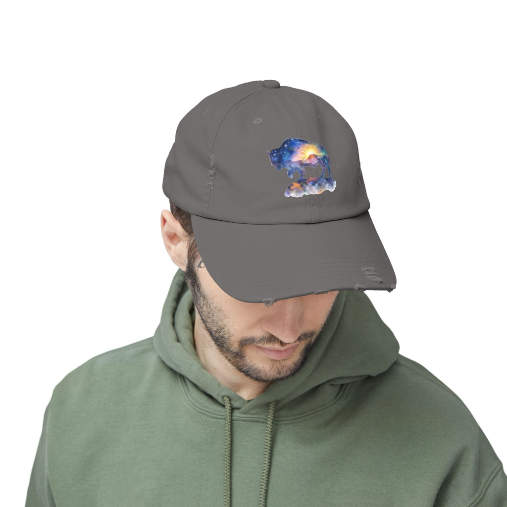 Distressed Bison Hat — Galaxy Sky Bison Cap