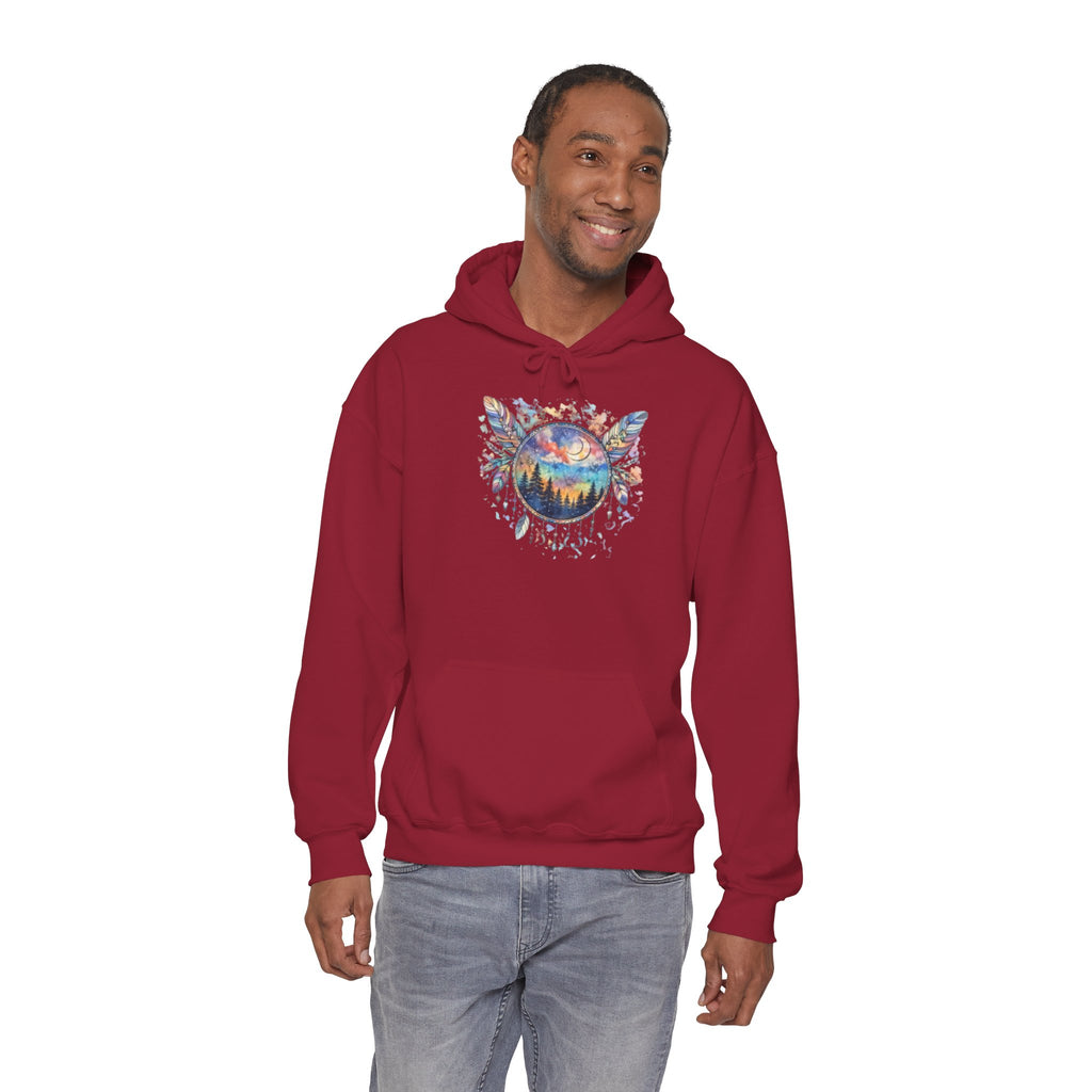 Nature Dreamcatcher Hoodie — Colorful Mountain Sunset Graphic
