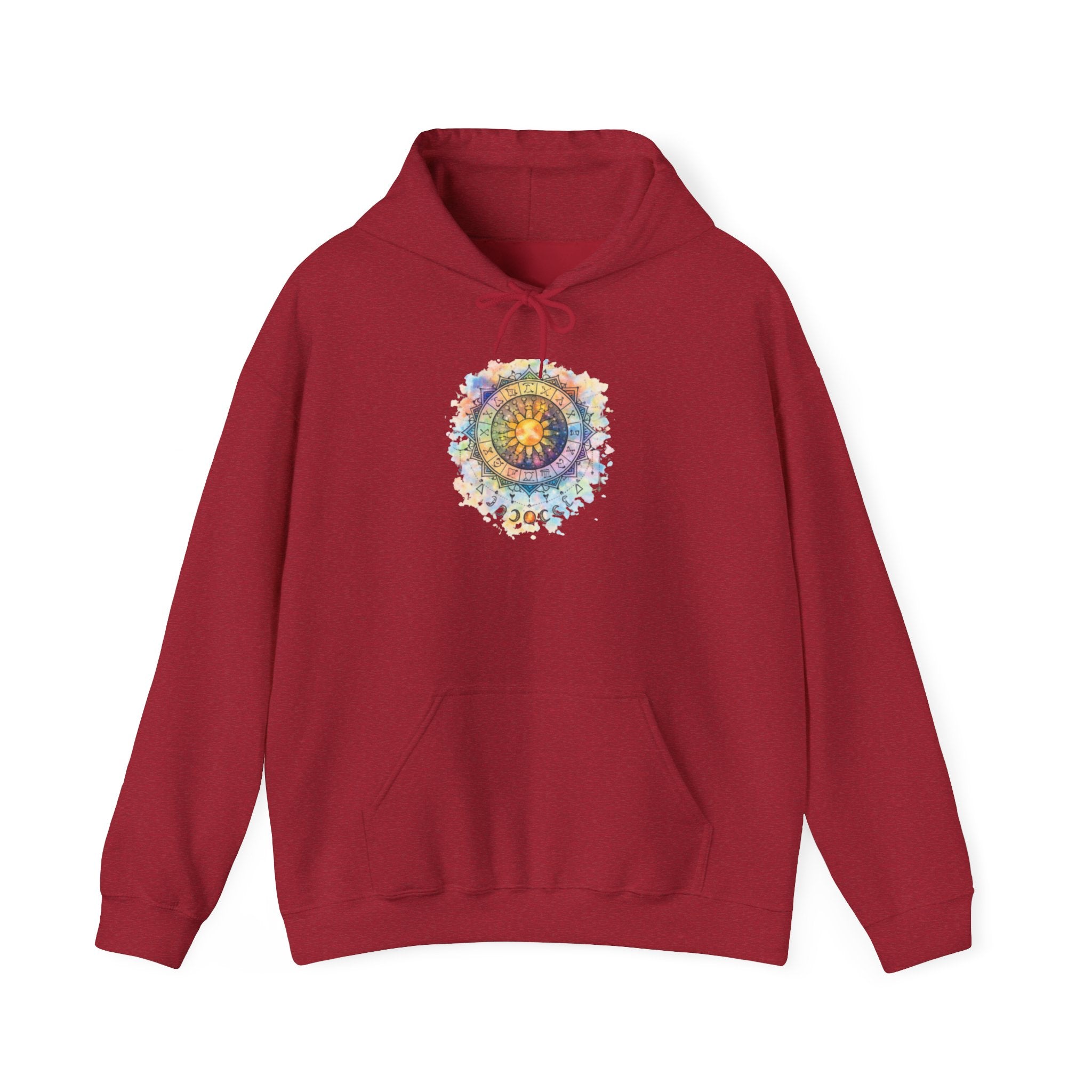 Astrology Compass Hoodie — Boho Tie-Dye Mandala Graphic
