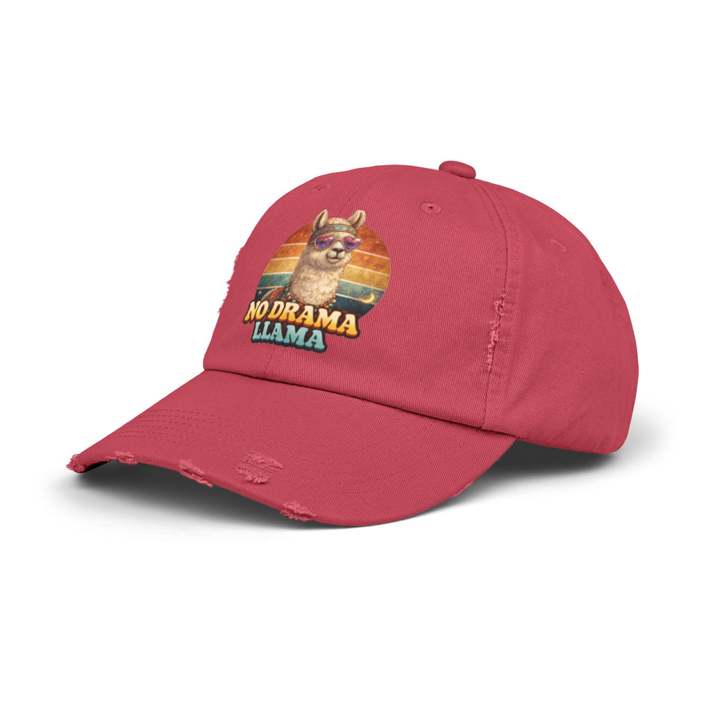 No Drama Llama Distressed Cap — Retro Llama Vintage Baseball Hat