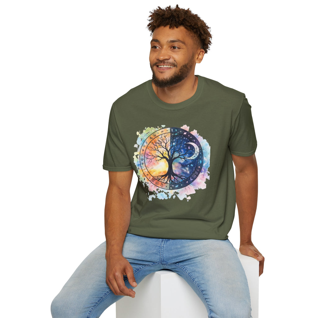 Tree of Life Yin Yang T-Shirt — Watercolor Sun & Moon Graphic Tee