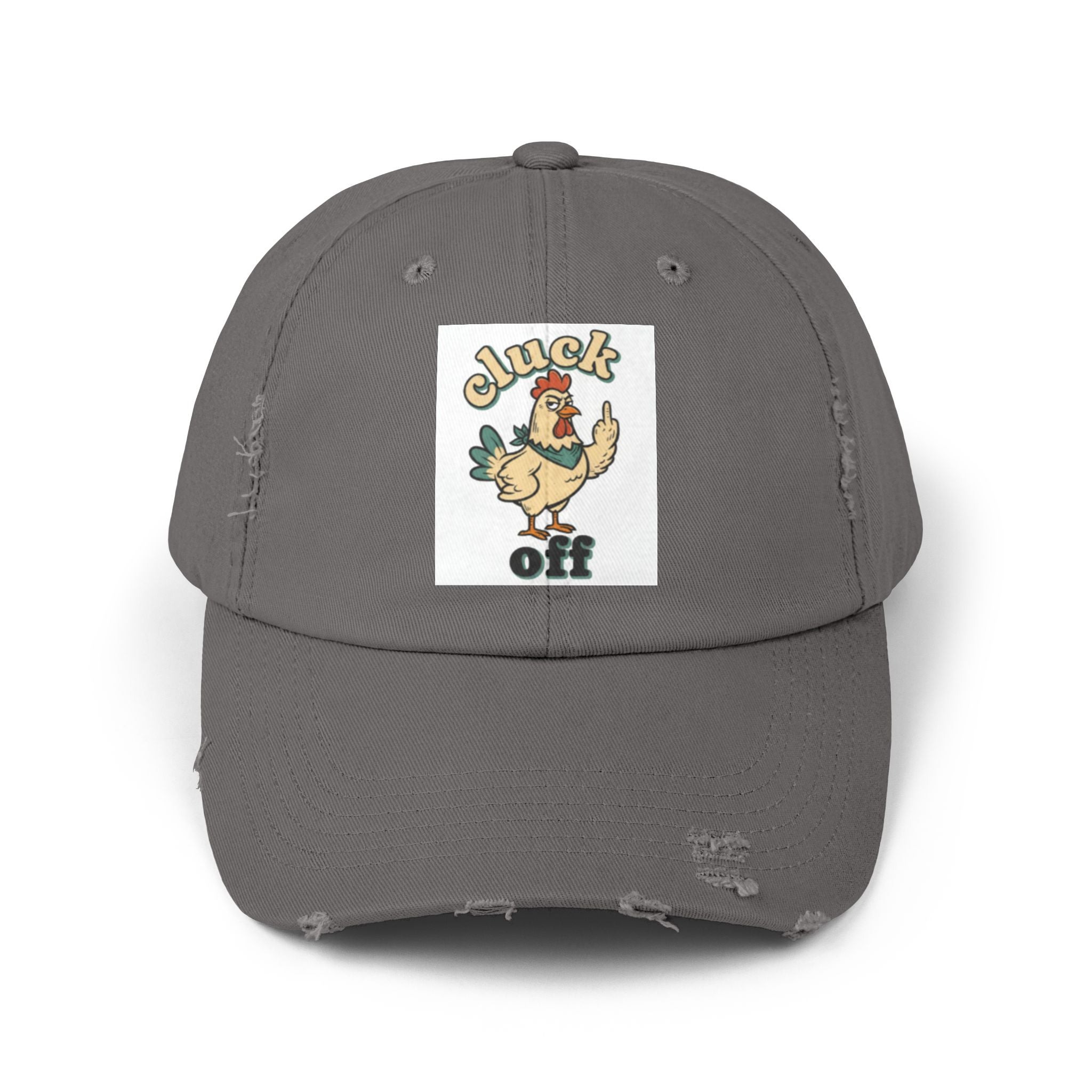 Cluck Off' Retro Rooster Distressed Hat